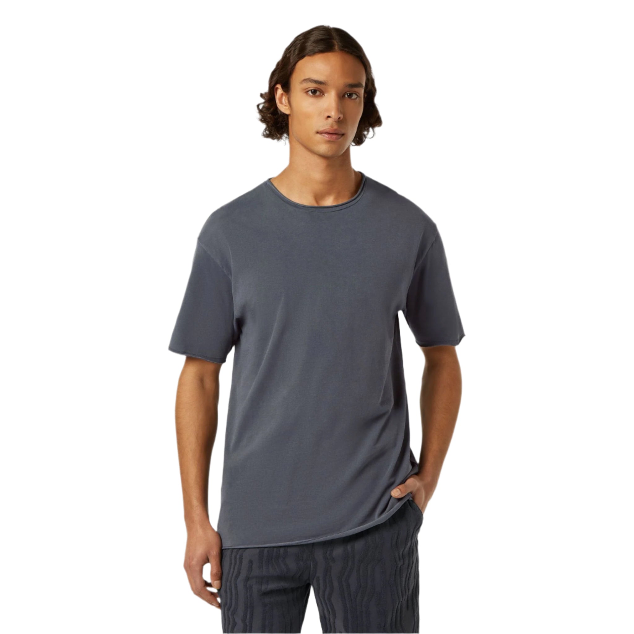 Black Relaxed-Fit Raw Edge T-Shirt