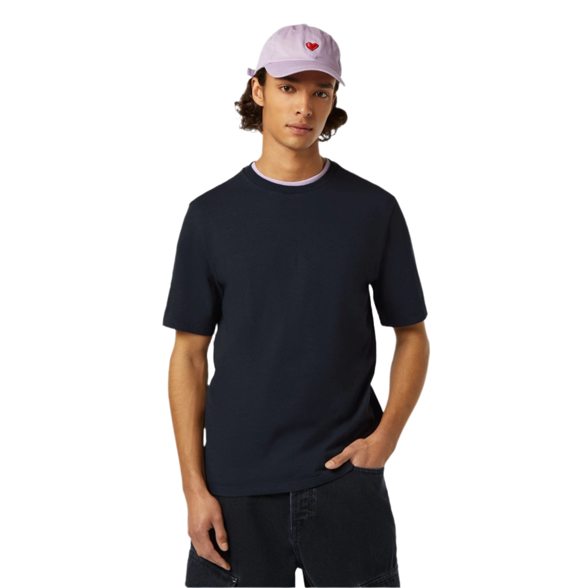 Black Regular Fit 3 Crosses Cotton-Linen T-Shirt