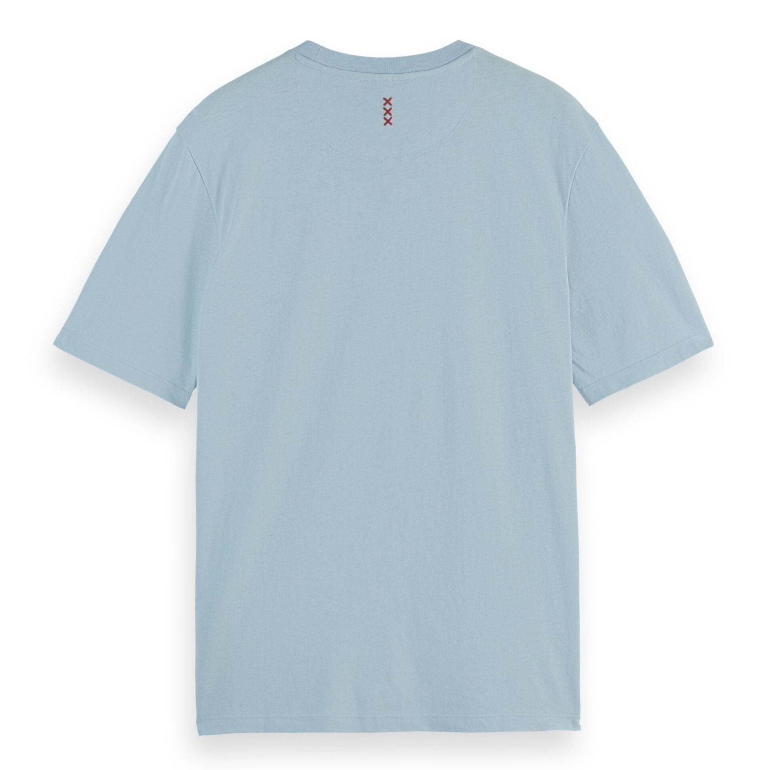 Blue Regular Fit 3 Crosses Cotton-Linen T-Shirt