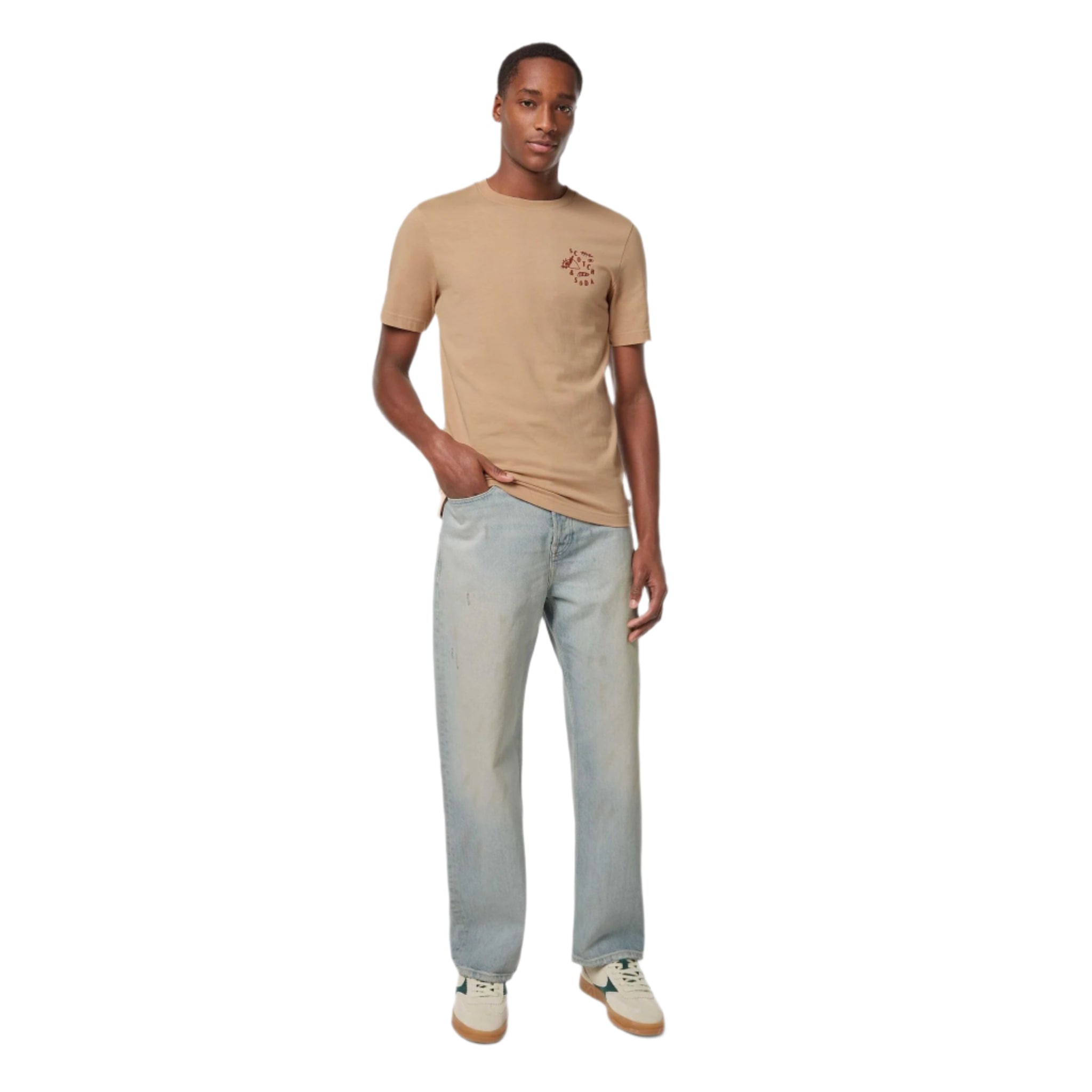 Beige Regular Fit Left Chest Logo T-Shirt