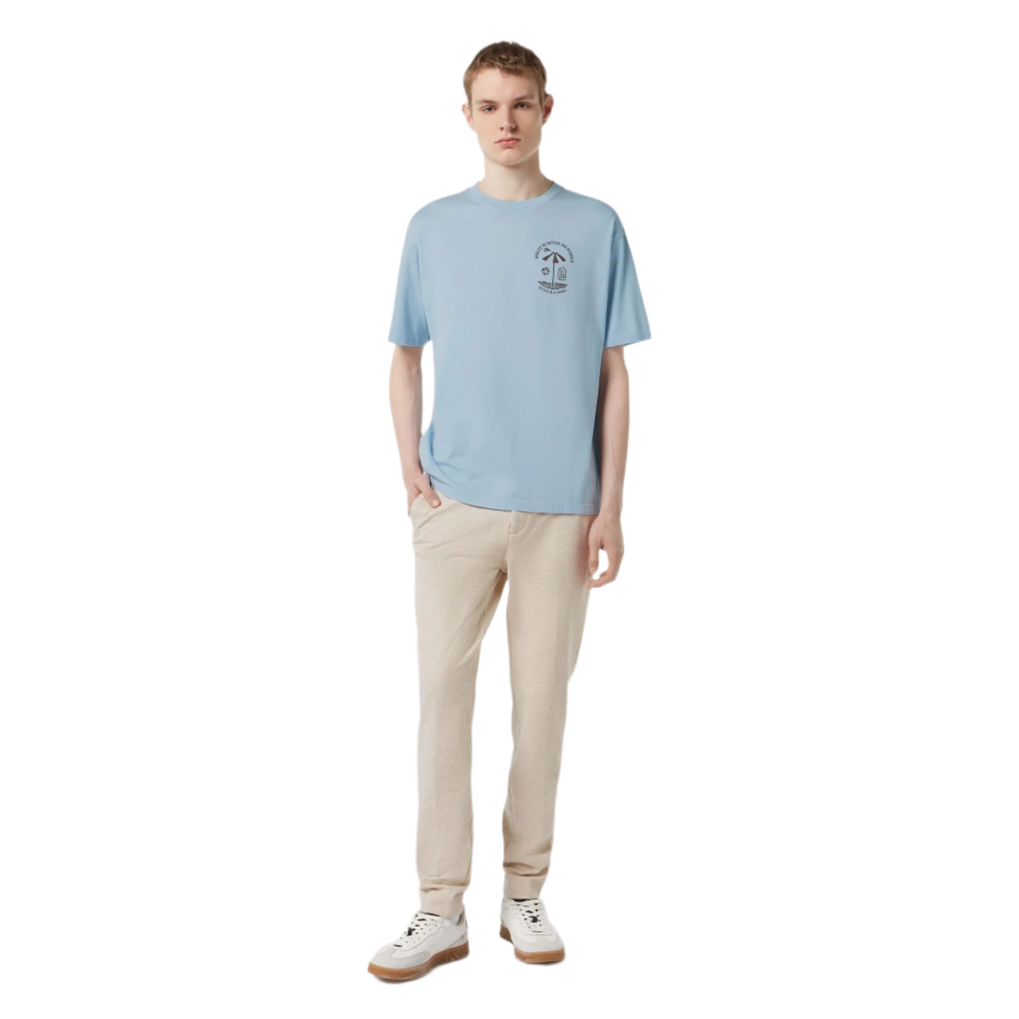 Blue Regular Fit Front And Back Artwork T-Shirt