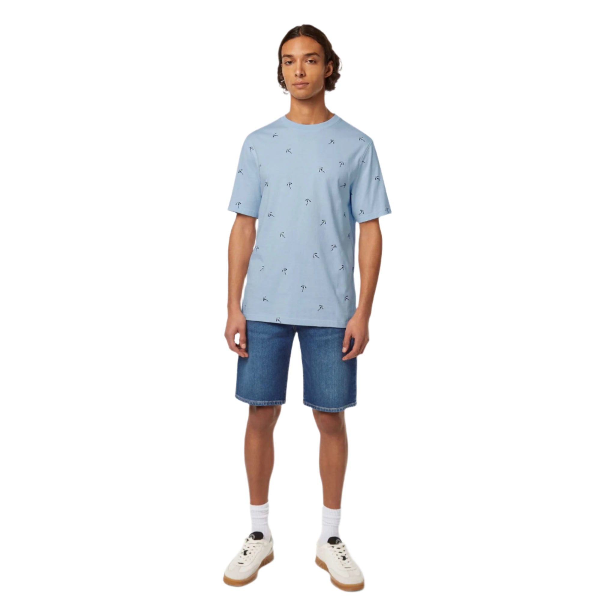 Blue Regular Fit Micro Aop T-Shirt