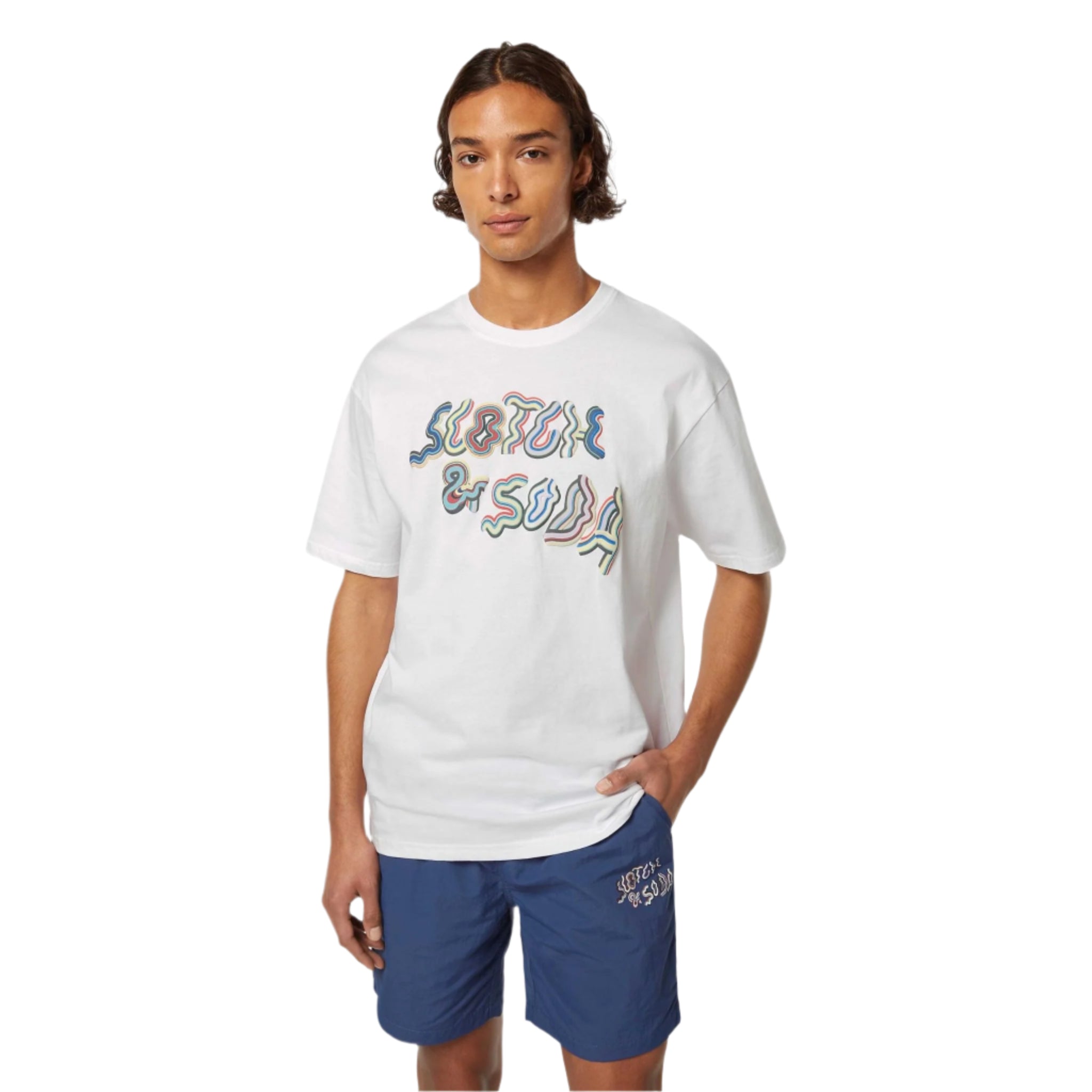 White Relaxed-Fit Front Artwork T-Shirt