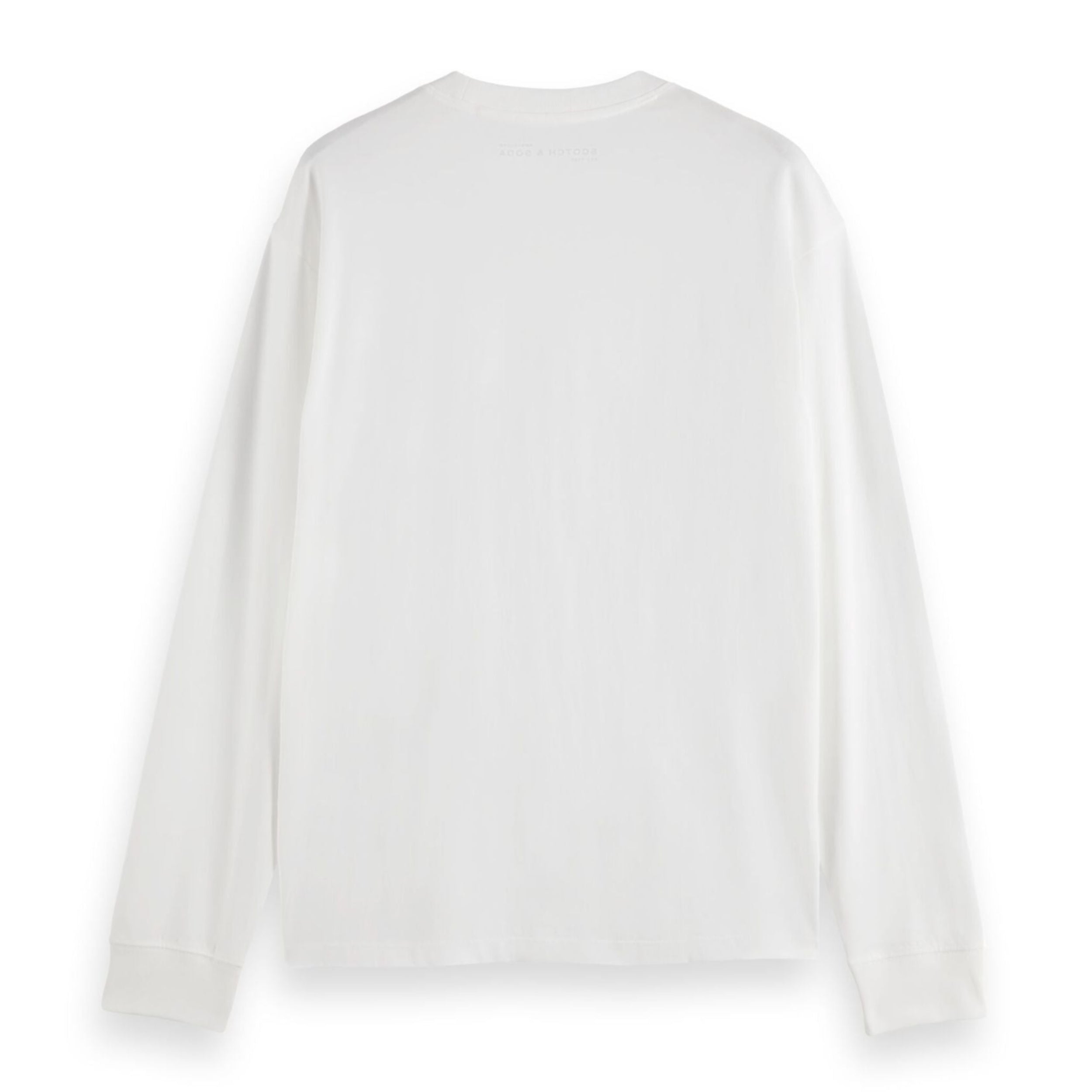 T-shirt blanc à manches longues et logo coupe décontractée