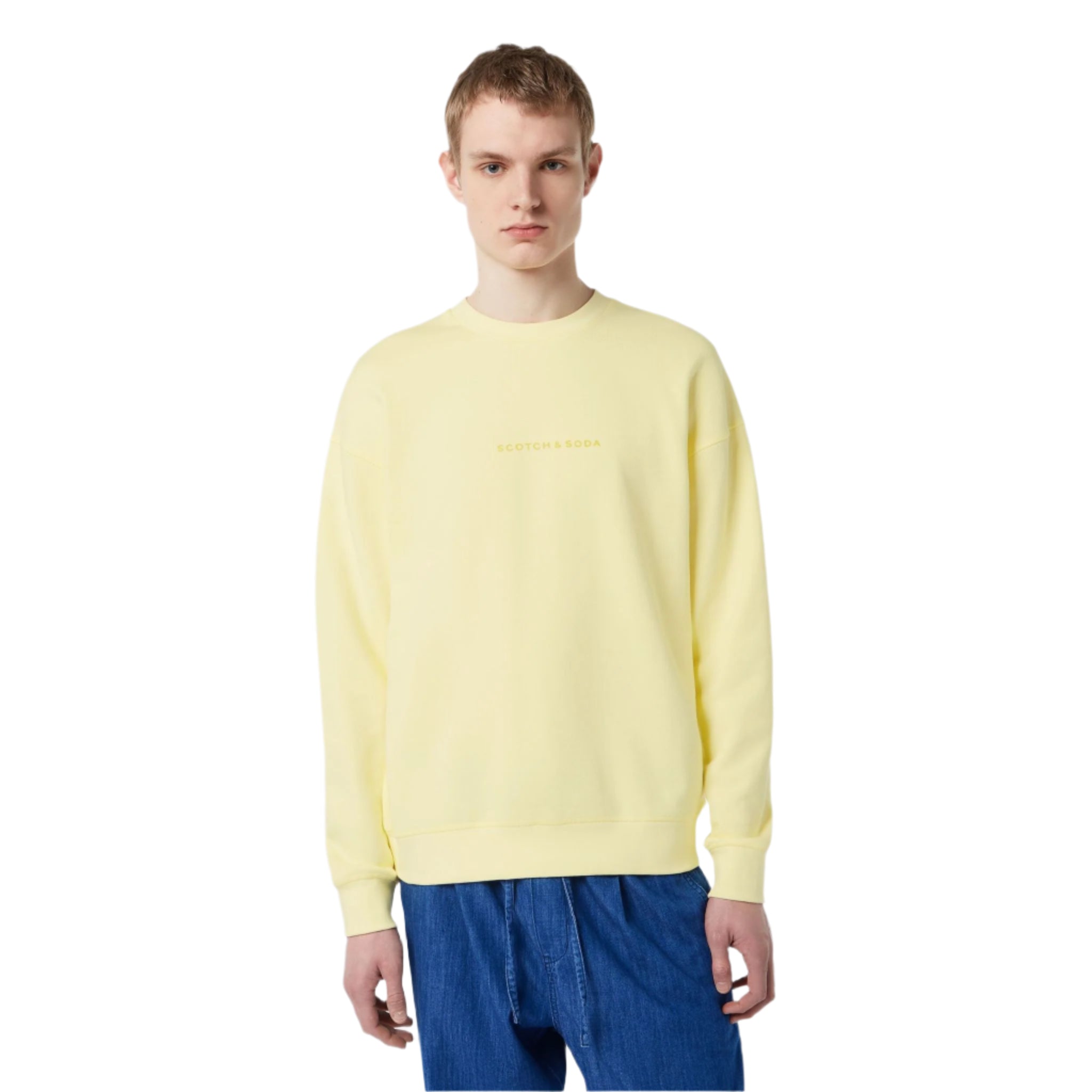 Yellow Relaxed-Fit Front Chest Logo Sweatshirt