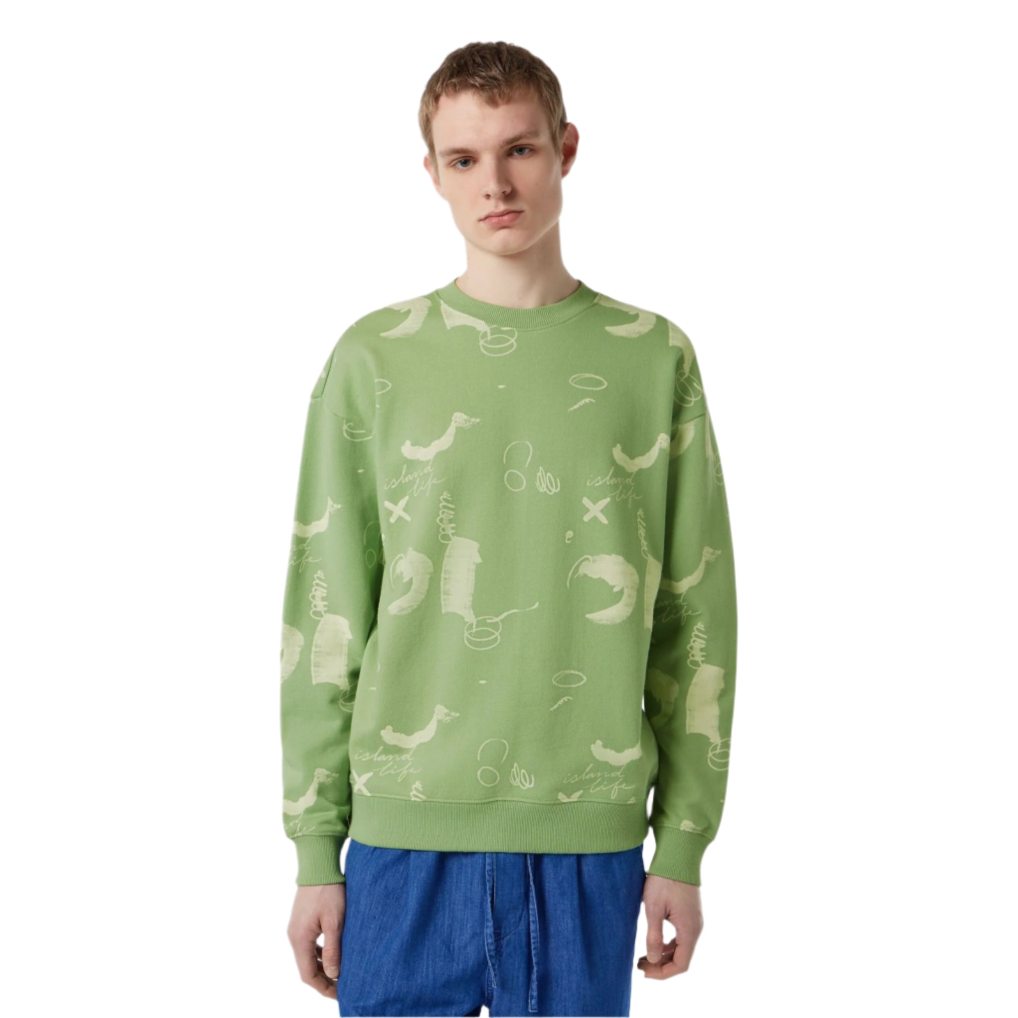 Green Relaxed-Fit Aop Sweatshirt