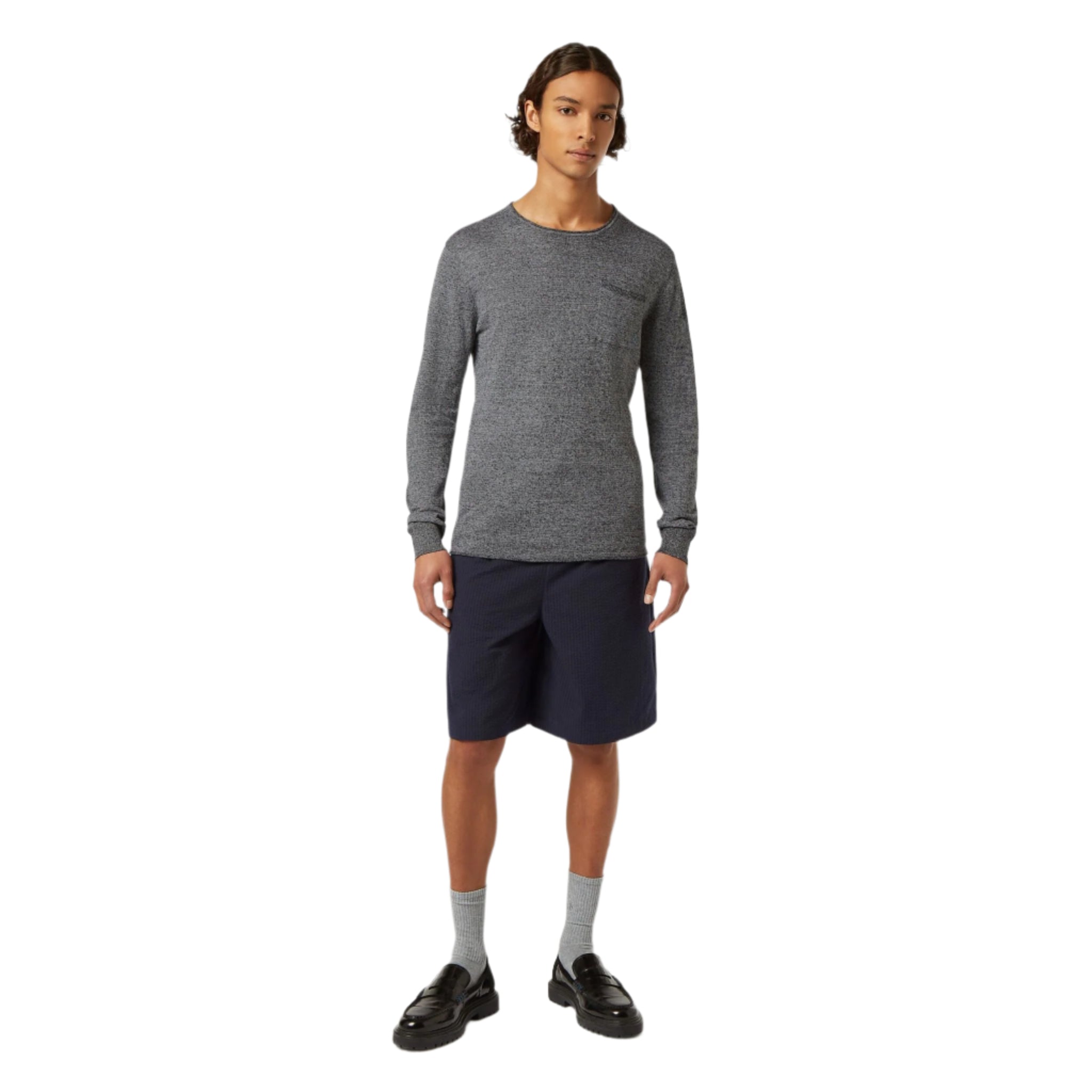 Black Linen-Blend Sweater