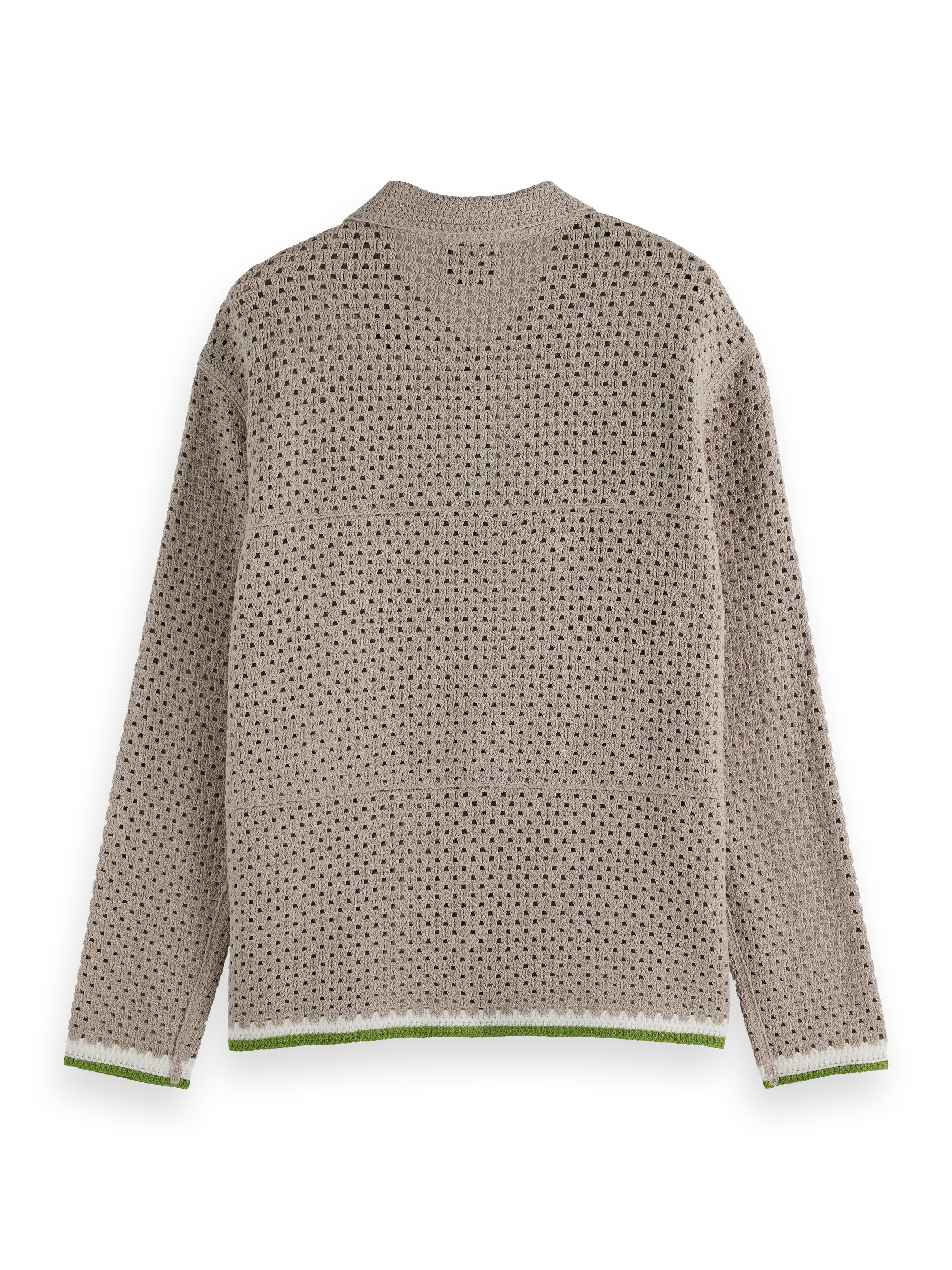 Gray Crochet Long-Sleeved Shirt