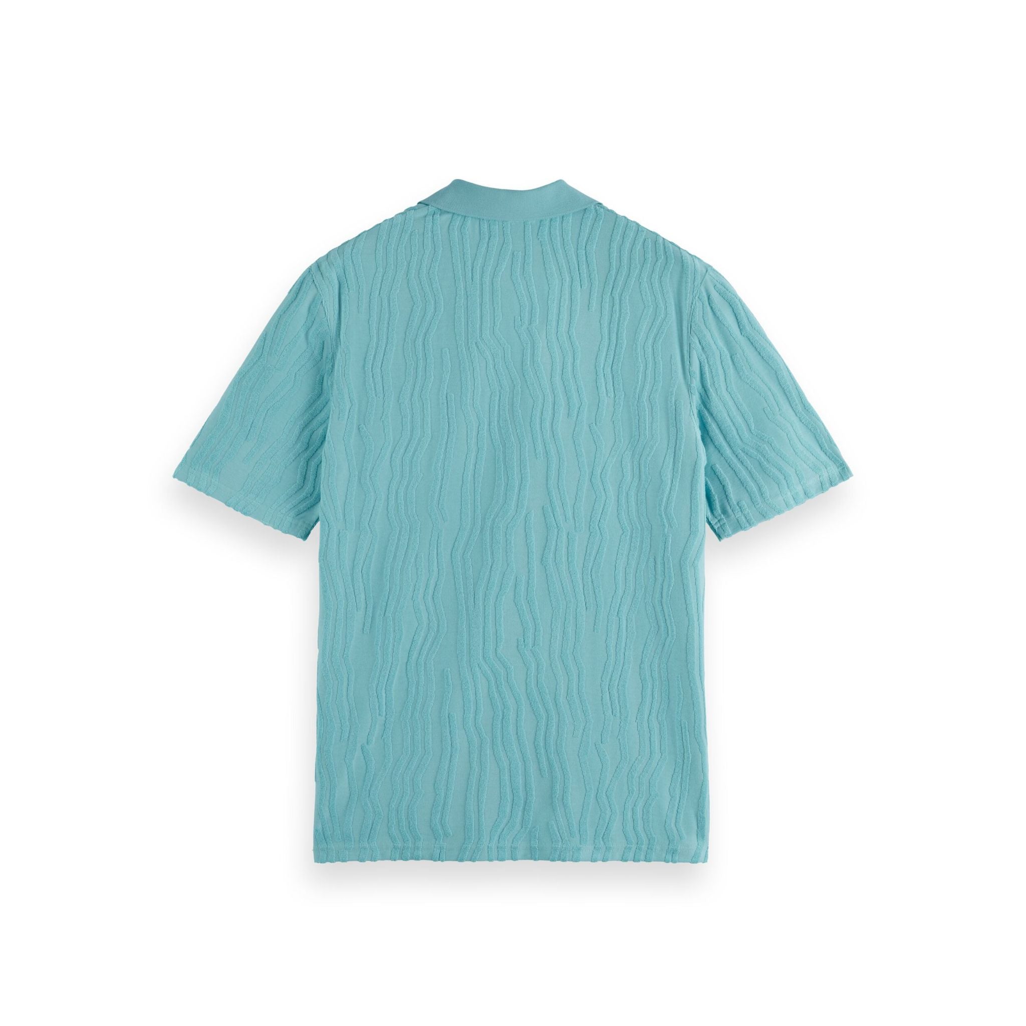 Blue Jacquard Cotton Terry Relaxed-Fit Polo