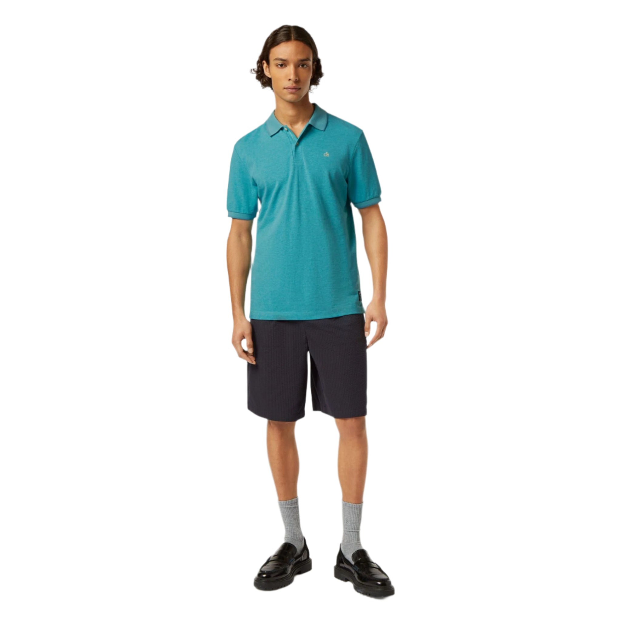 Blue Melange Regular Fit Polo