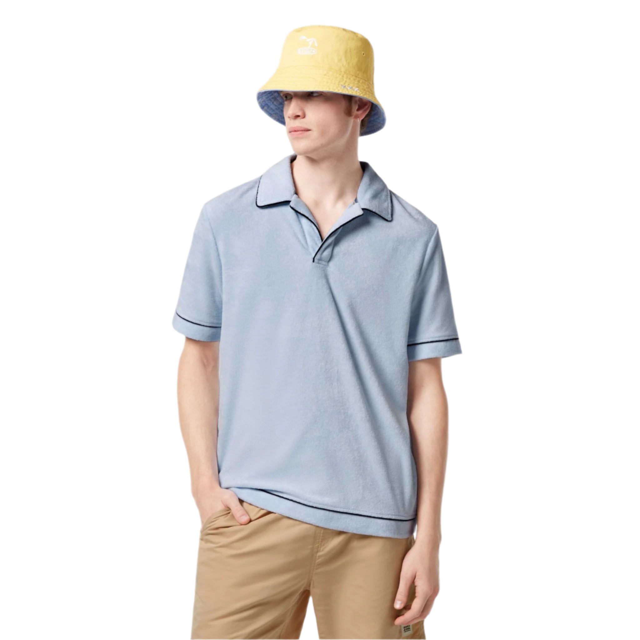 Blue Towelling Relaxed-Fit Polo