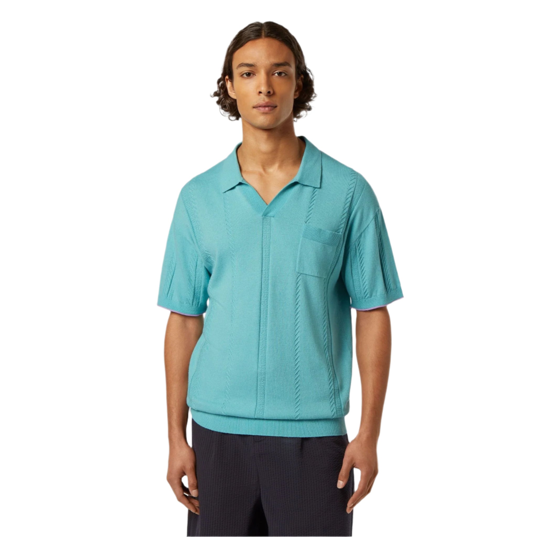 Blue Relaxed Fit Knitted Polo