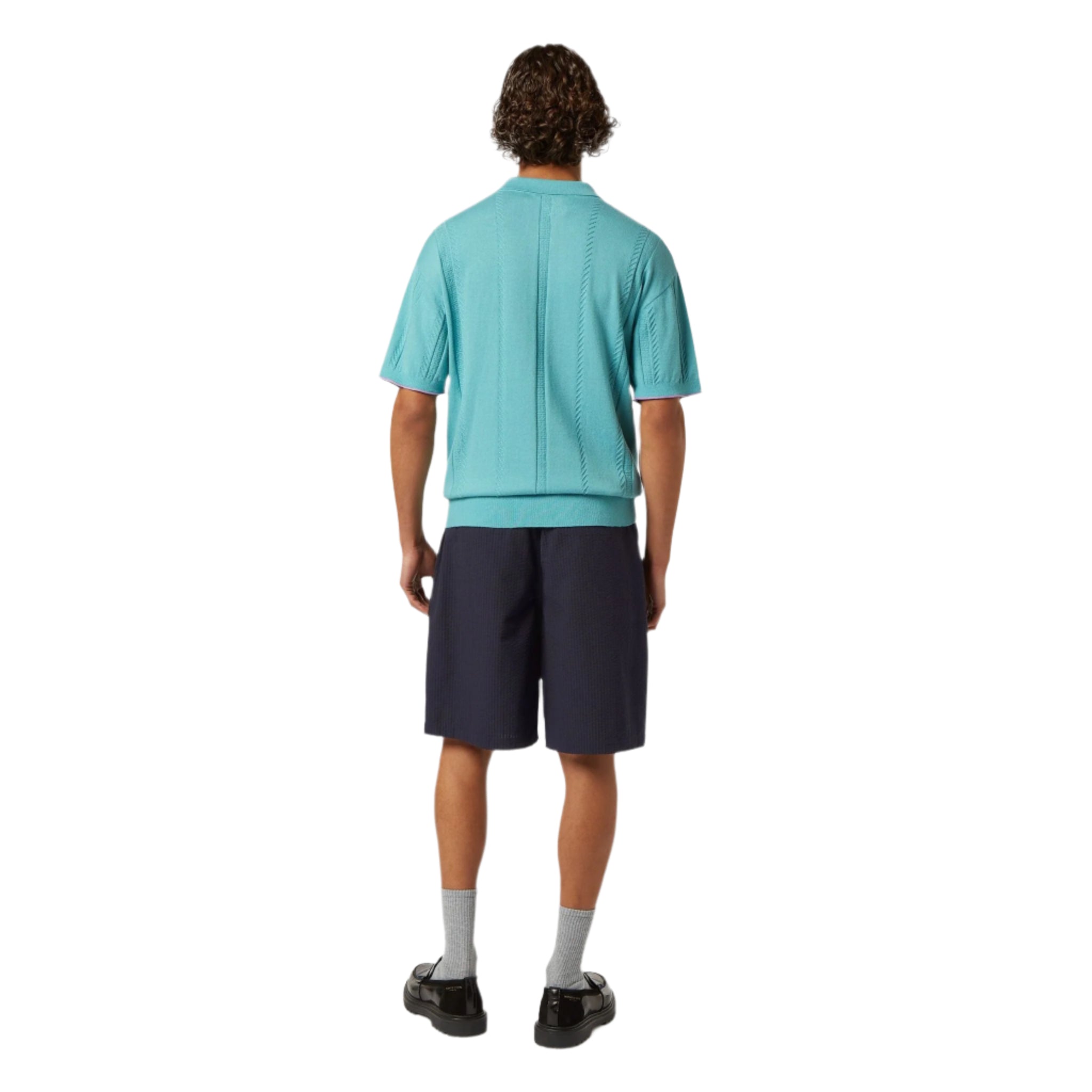 Blue Relaxed Fit Knitted Polo