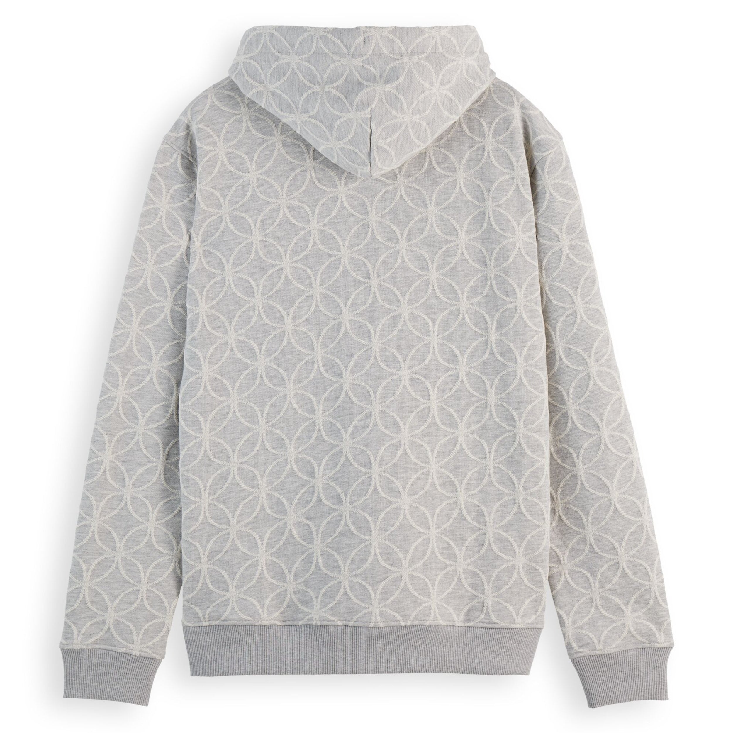 Light Grey Melange Jacquard Regular Fit Hoodie