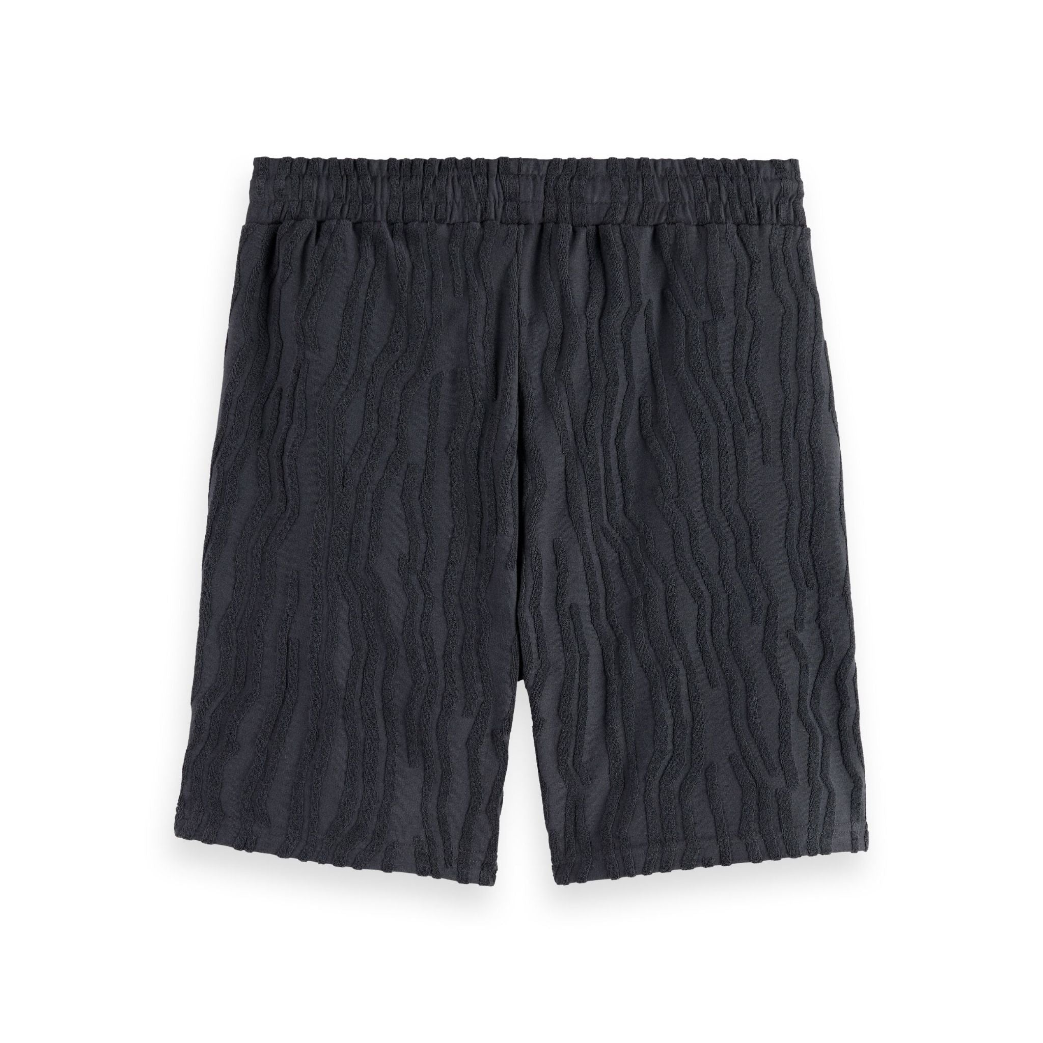 Black Cotton Terry Jacquard Shorts