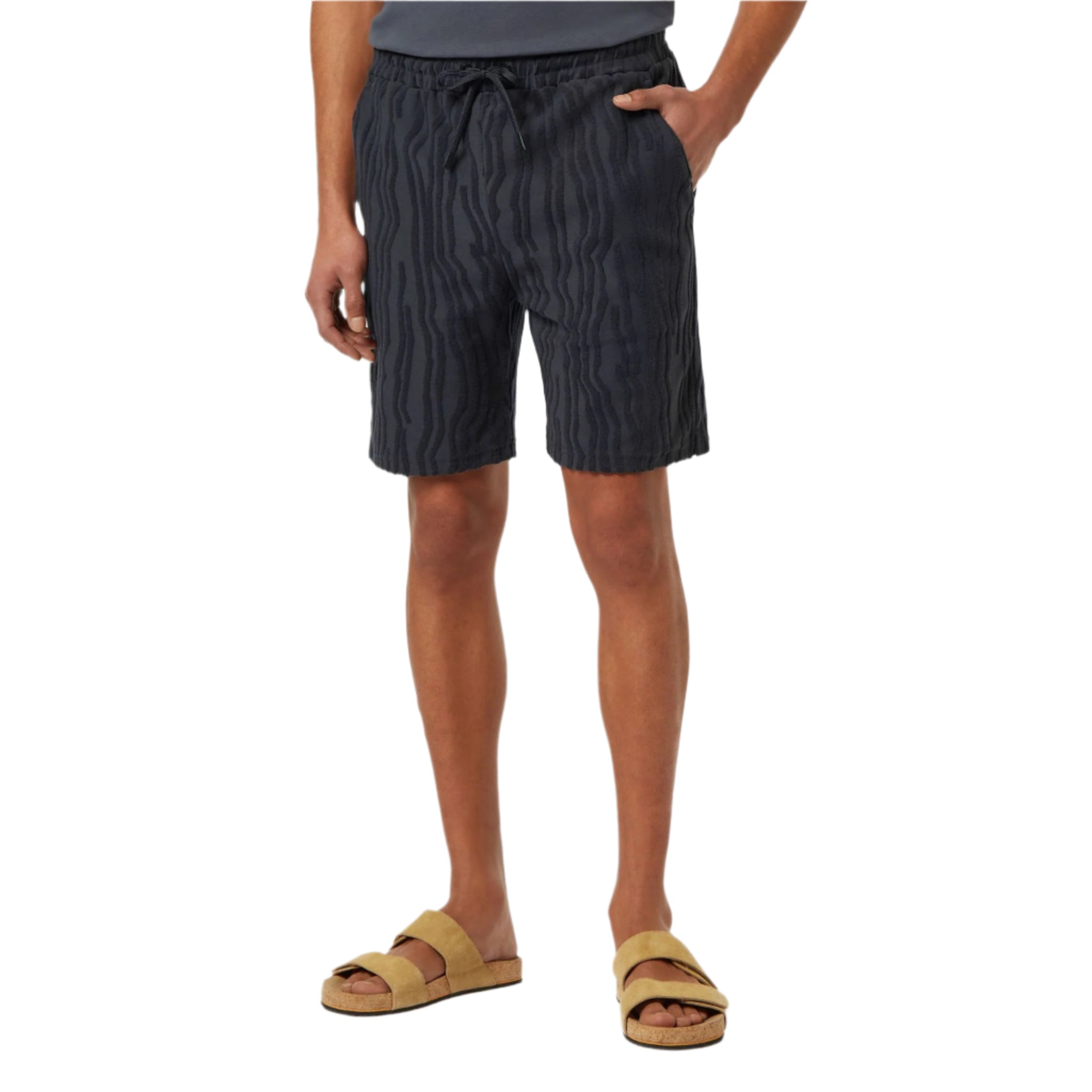 Black Cotton Terry Jacquard Shorts