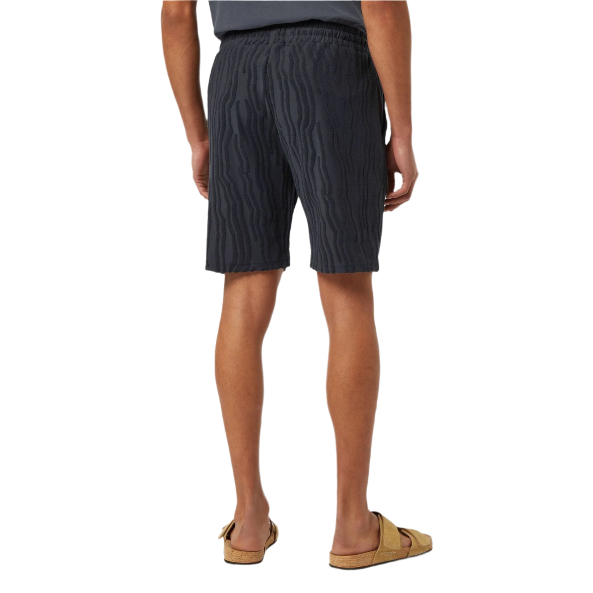 Black Cotton Terry Jacquard Shorts