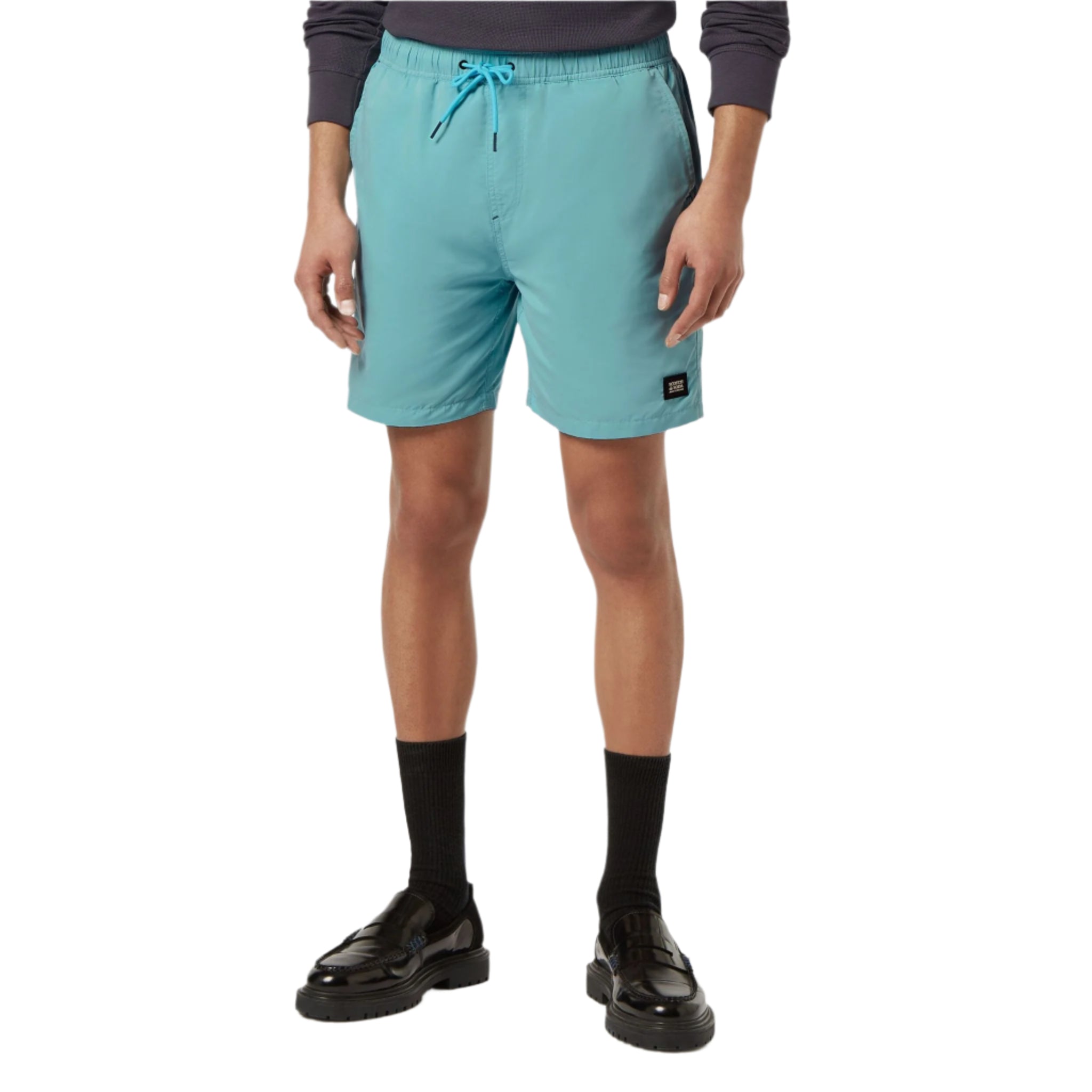 Blue Solid Mid-Length Swimshort