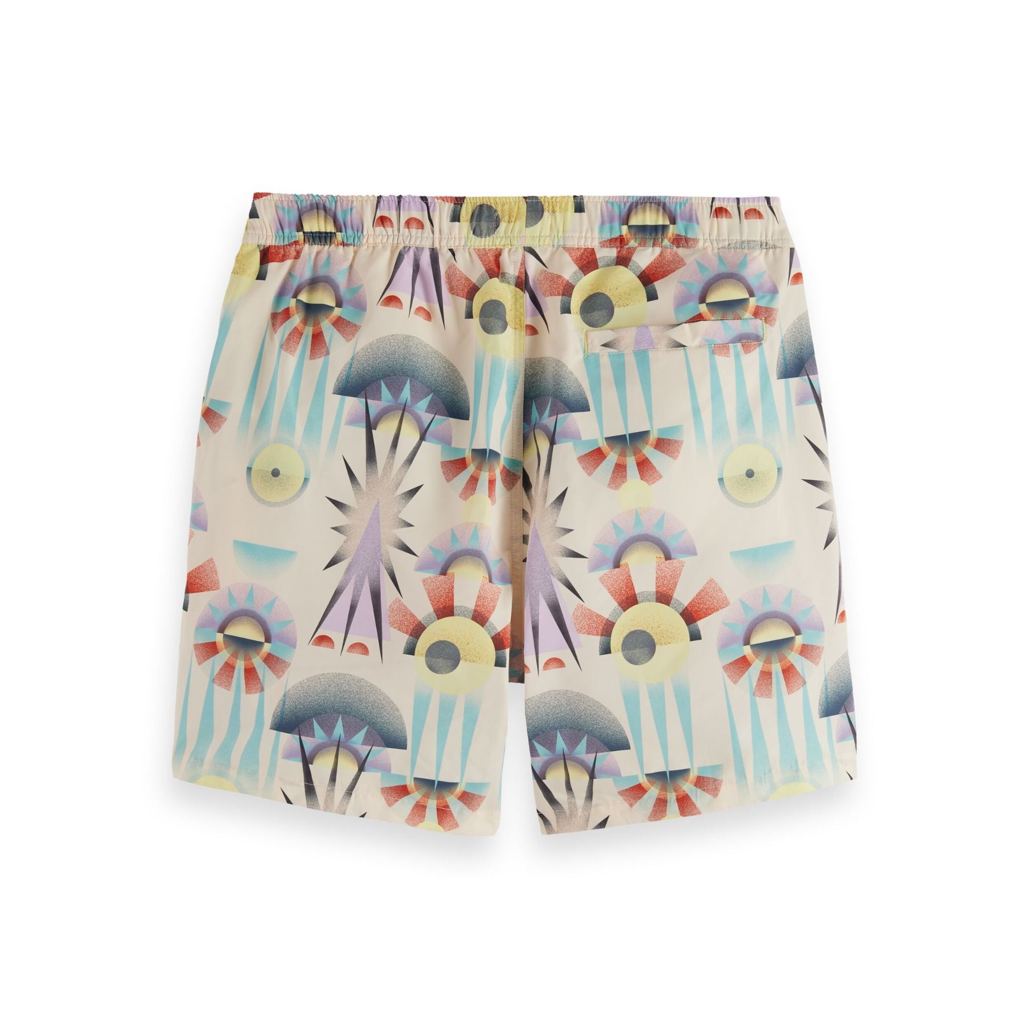 White Printed Mid-Length Swimshort