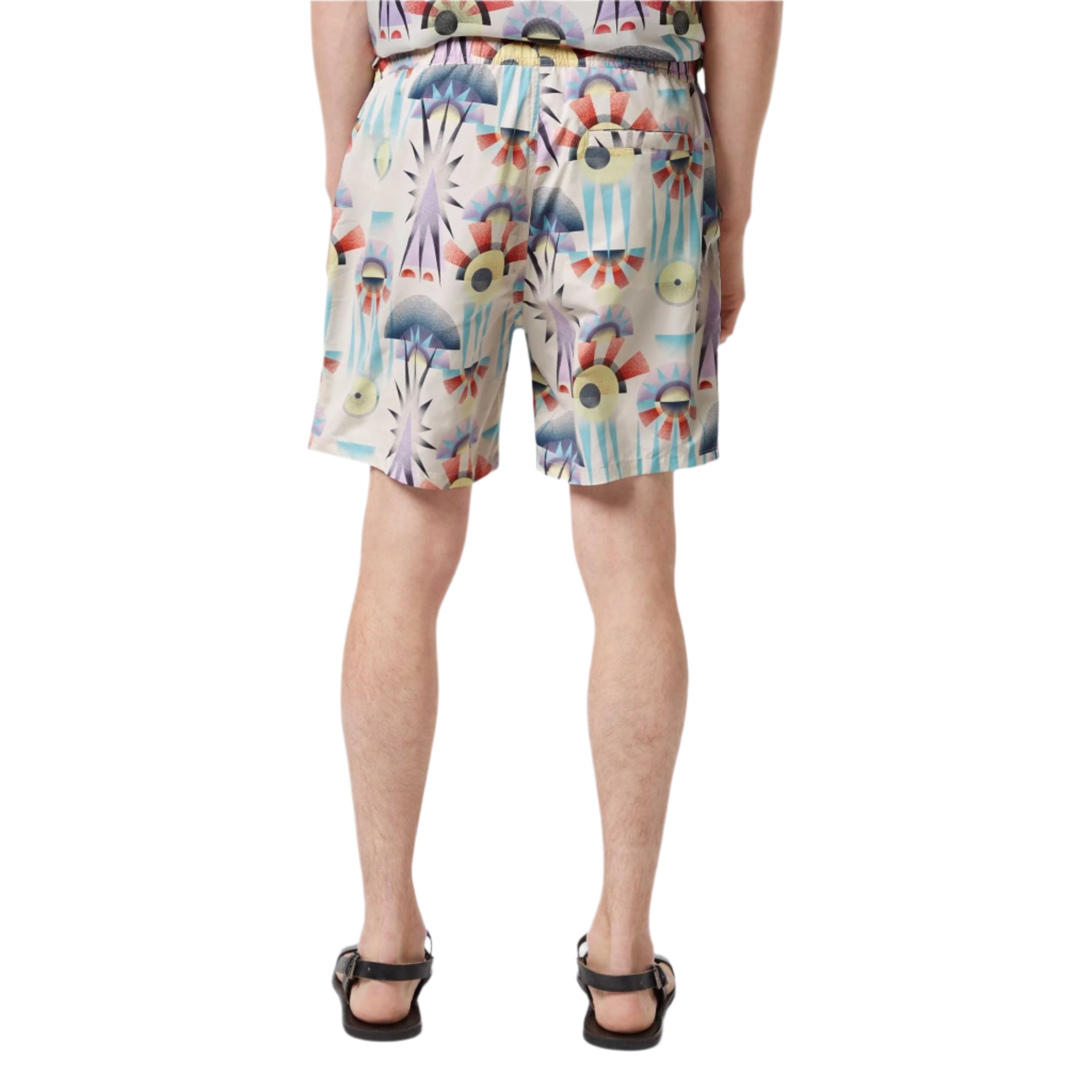 White Printed Mid-Length Swimshort