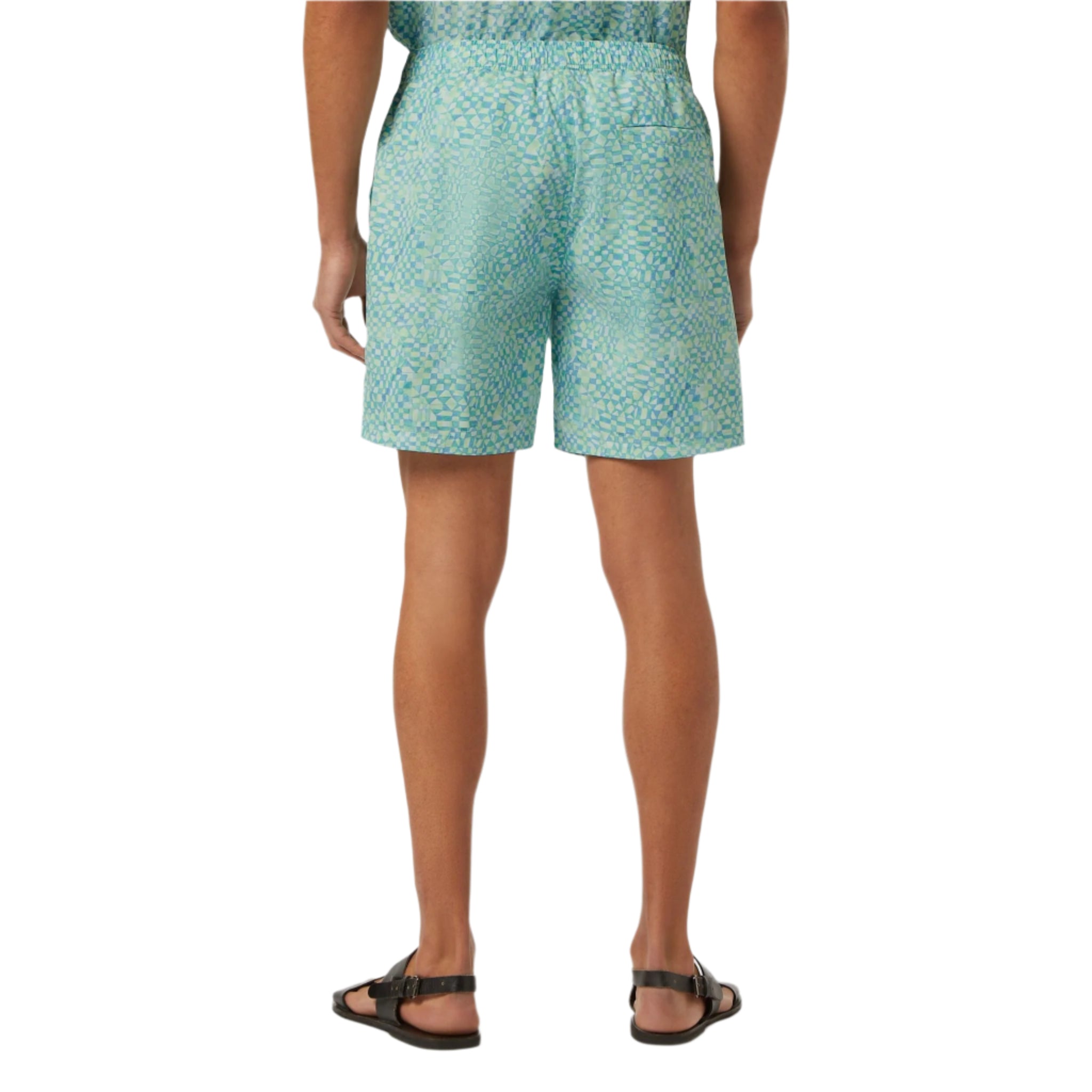 White Mini-Printed Mid-Length Swimshort