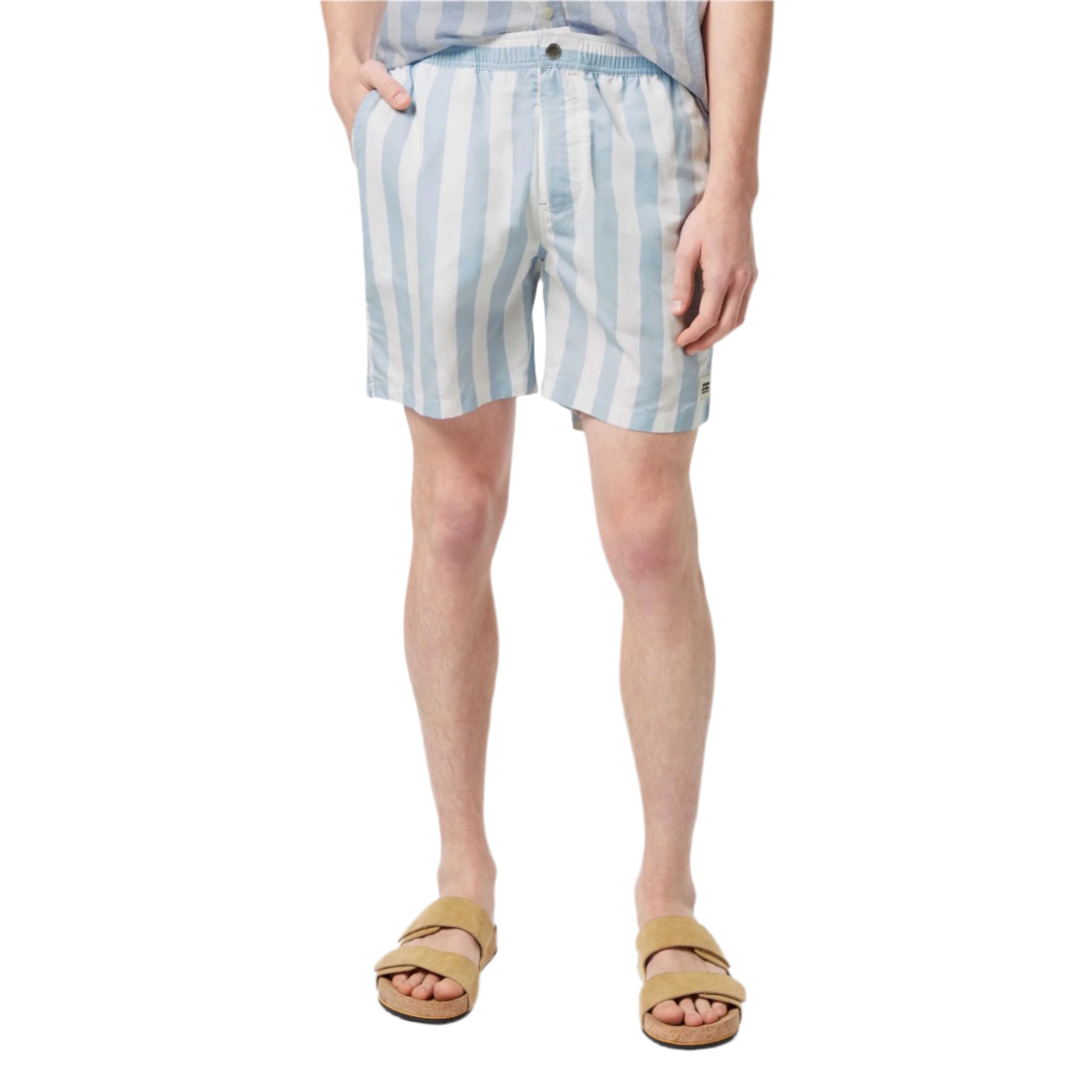 Blue Striped Mid-Length Swimshort