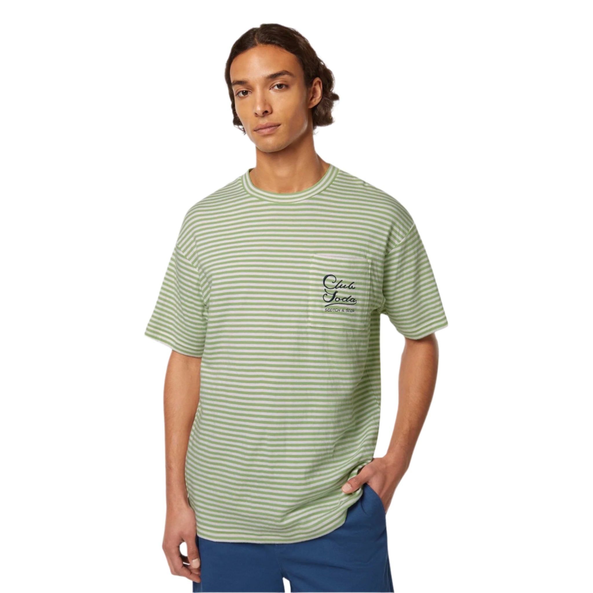 Green Relaxed-Fit Double Face Jersey Pocket T-Shirt