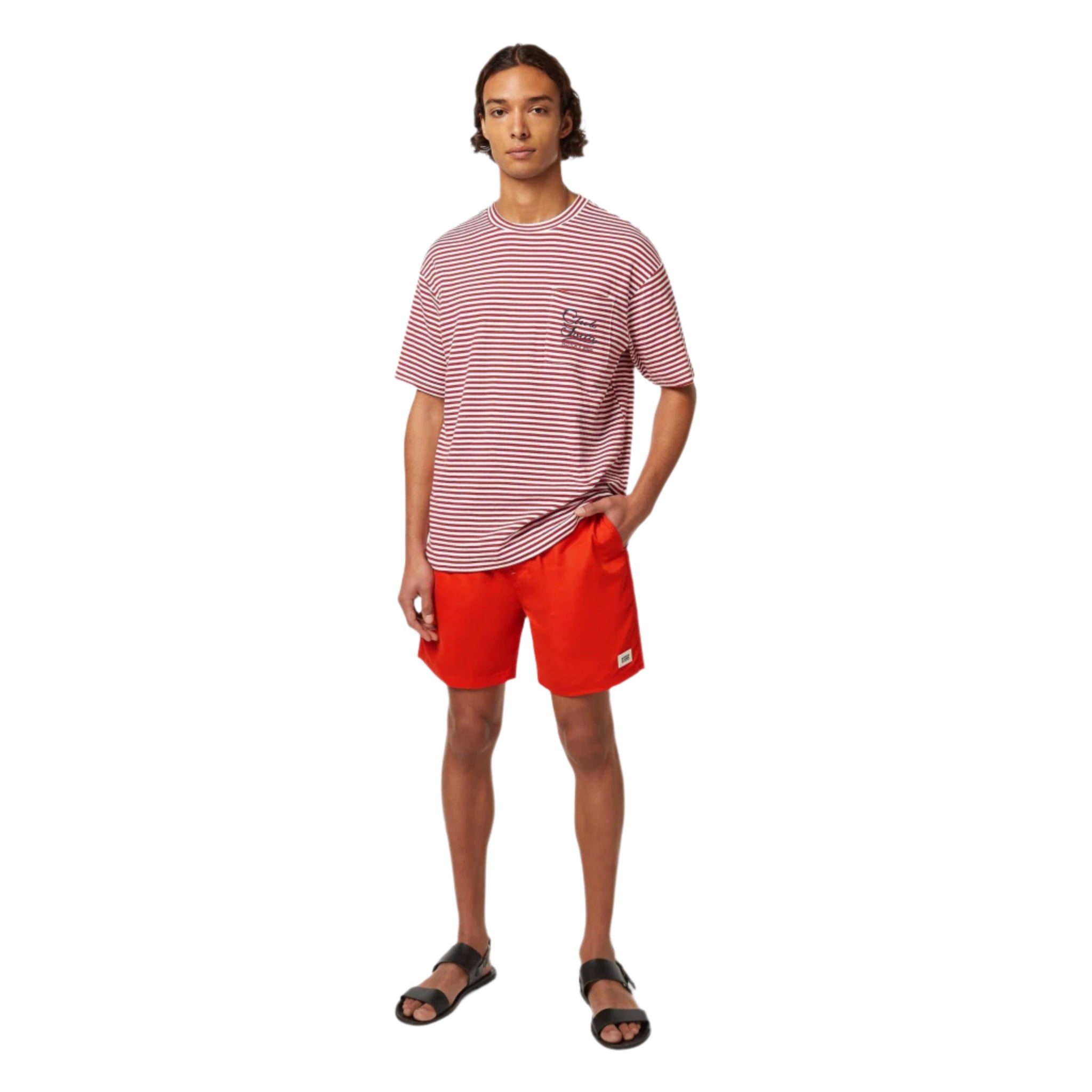 Red Relaxed-Fit Double Face Jersey Pocket T-Shirt