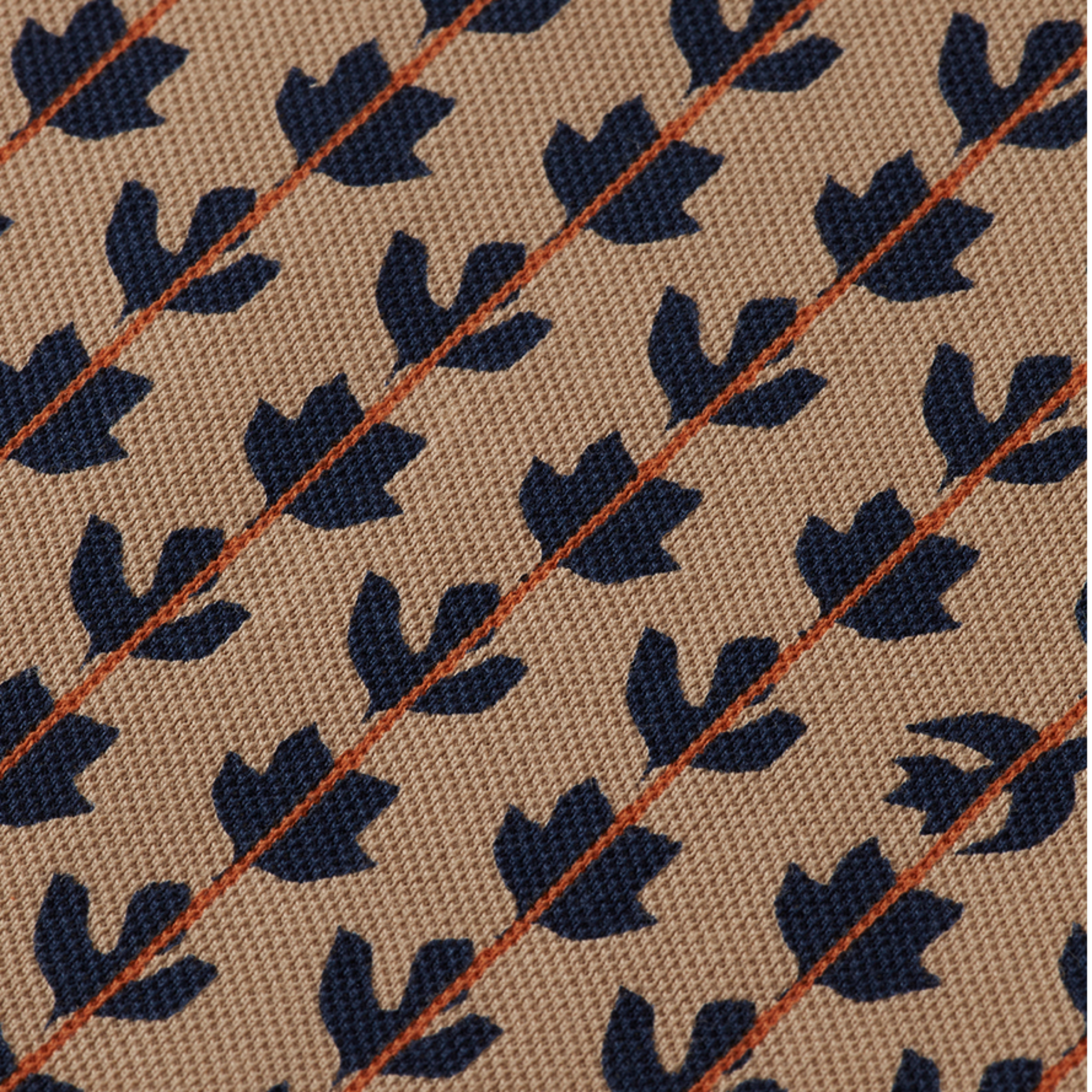 Micro Allover Print Jersey Regular Fit Polo - Ditsy Leaf Stripe Tannin