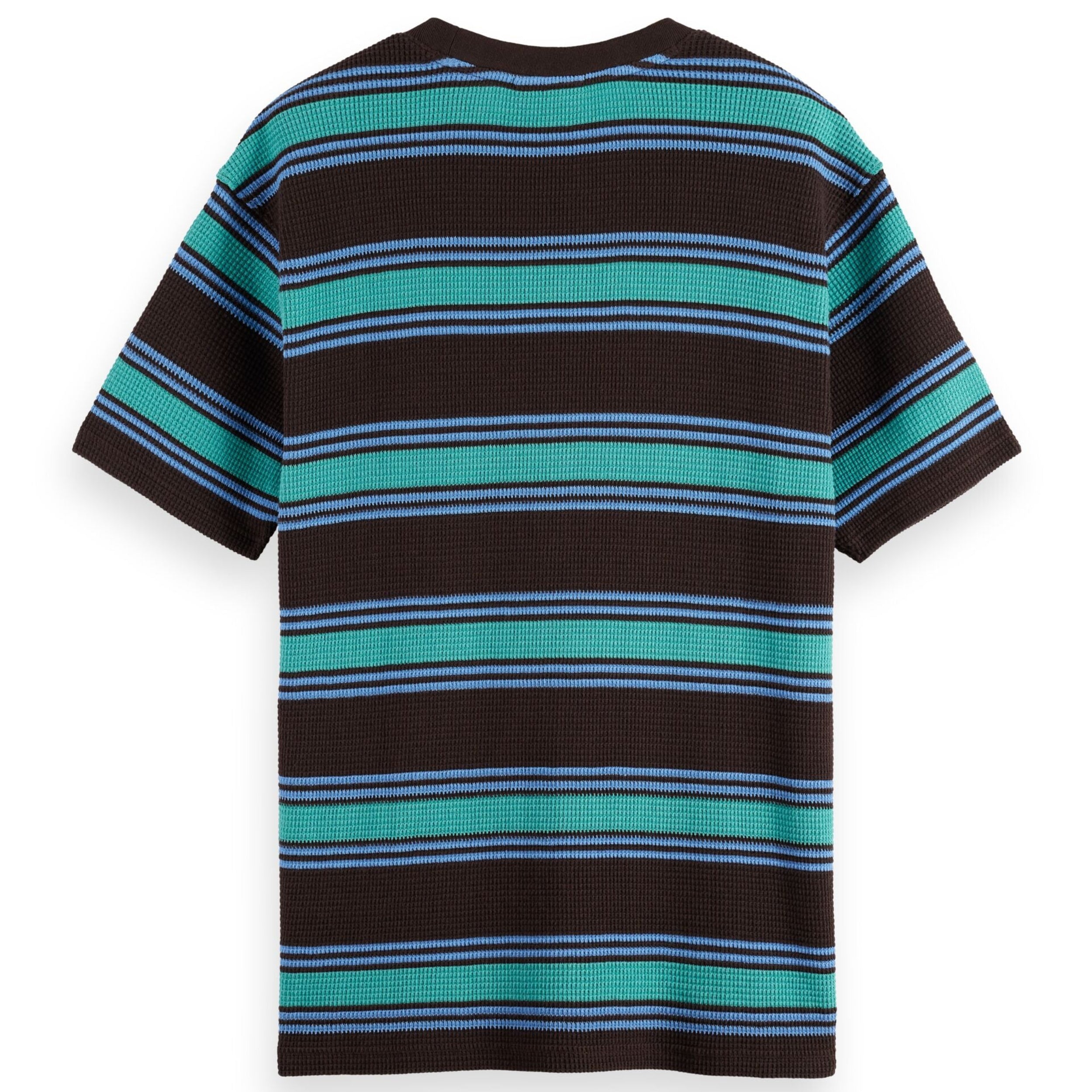Relaxed Fit Chunky Waffle Stripe T-Shirt - Dark Brown Multi Stripe