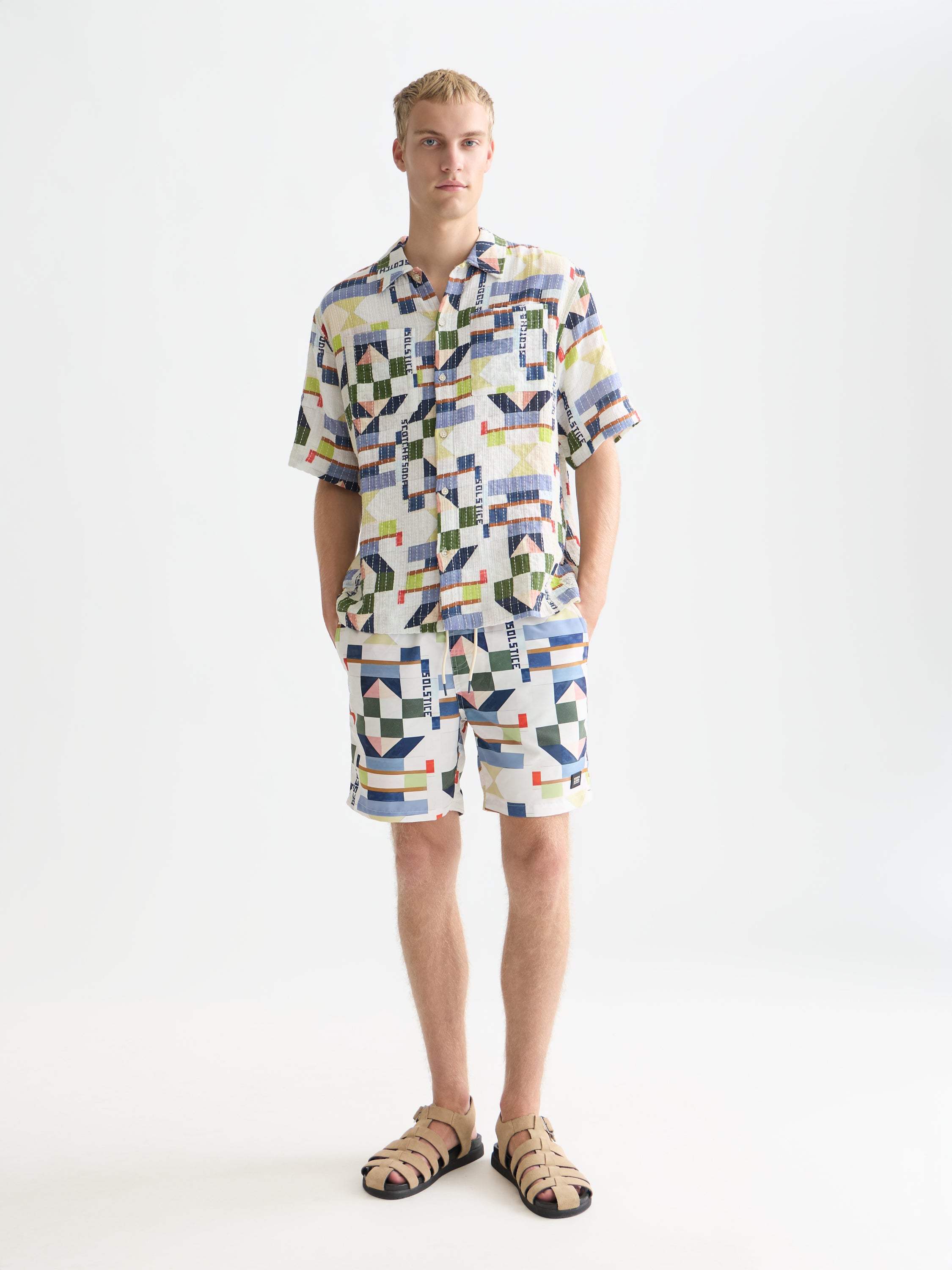 Printed Midlength Swim Shorts - Patchwork Infinity