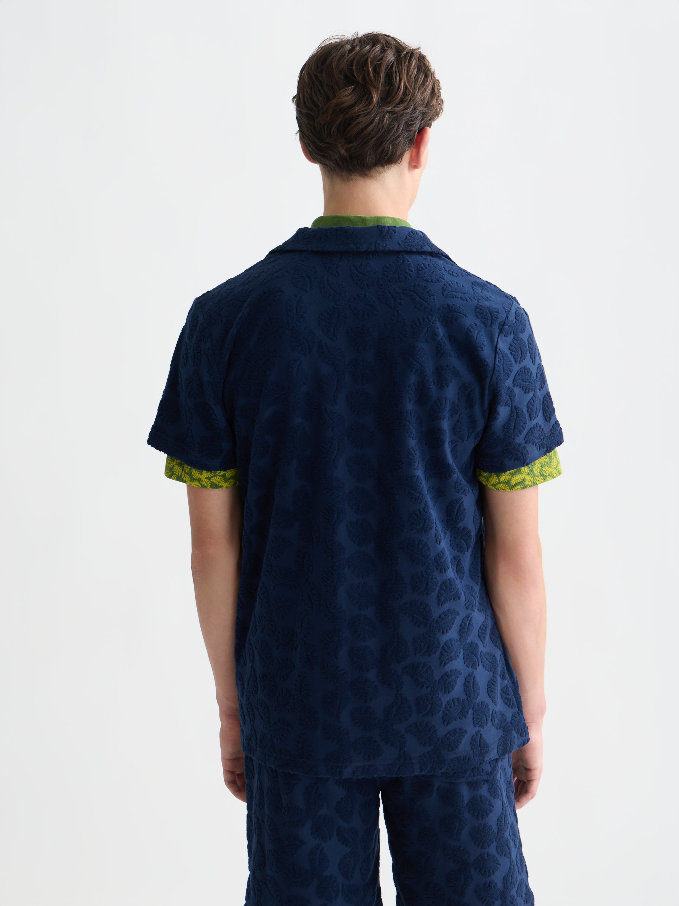 Chemise à manches courtes coupe classique en jacquard éponge - Bleu concours