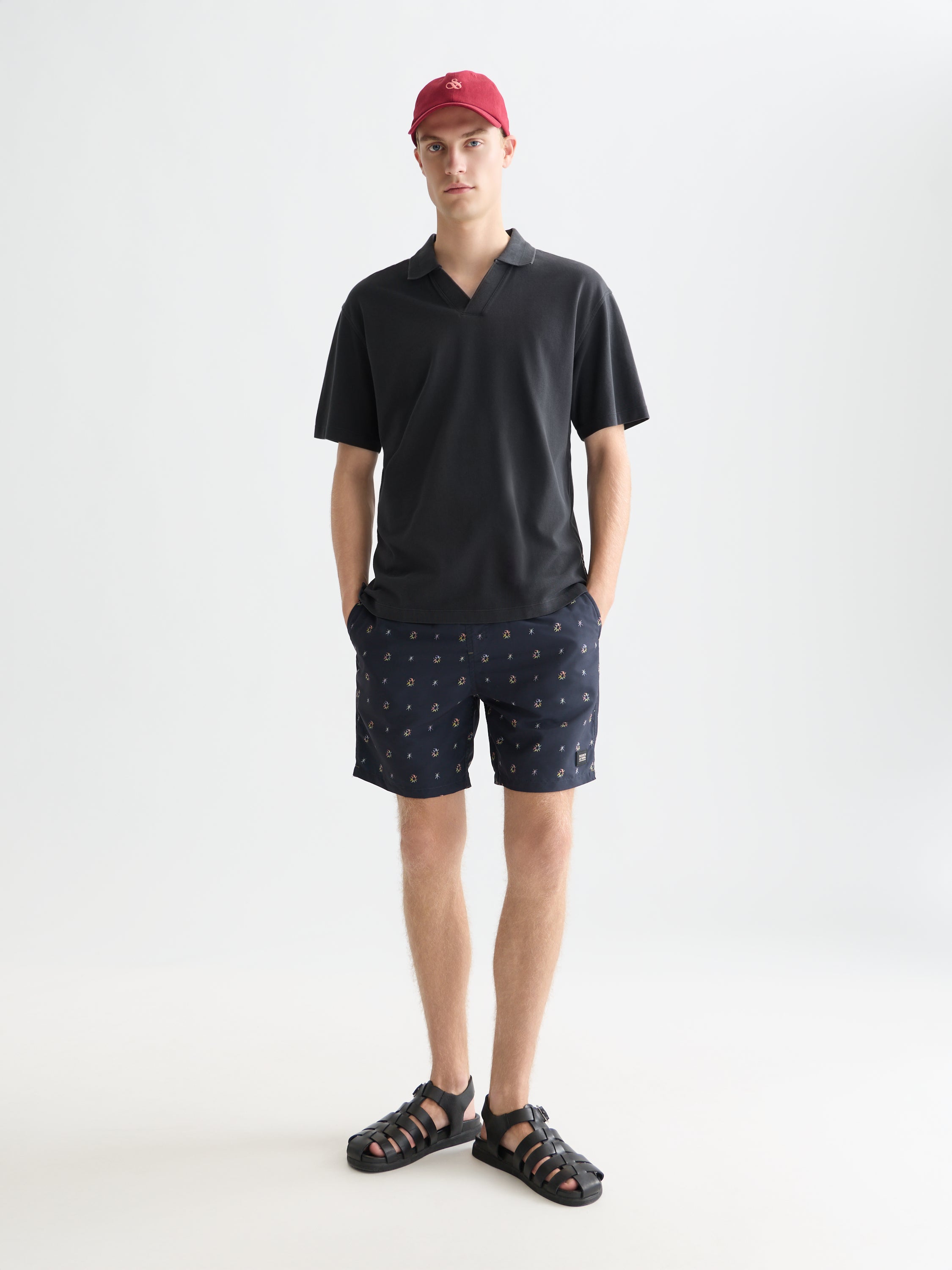 3 Crosses Pique Relaxed Fit Garmentdyed Polo - Meteorite