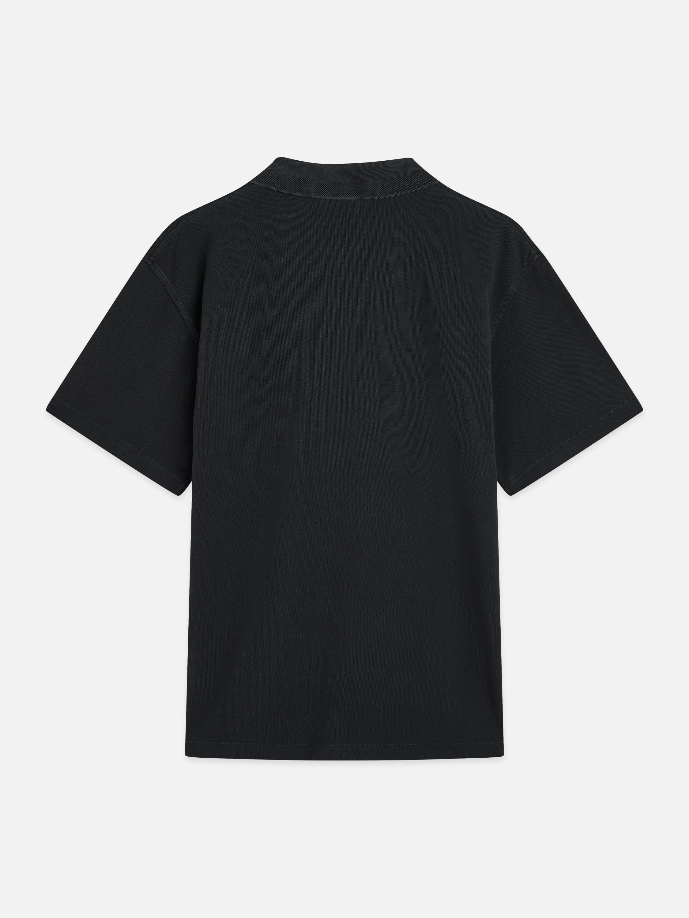 3 Crosses Pique Relaxed Fit Garmentdyed Polo - Meteorite