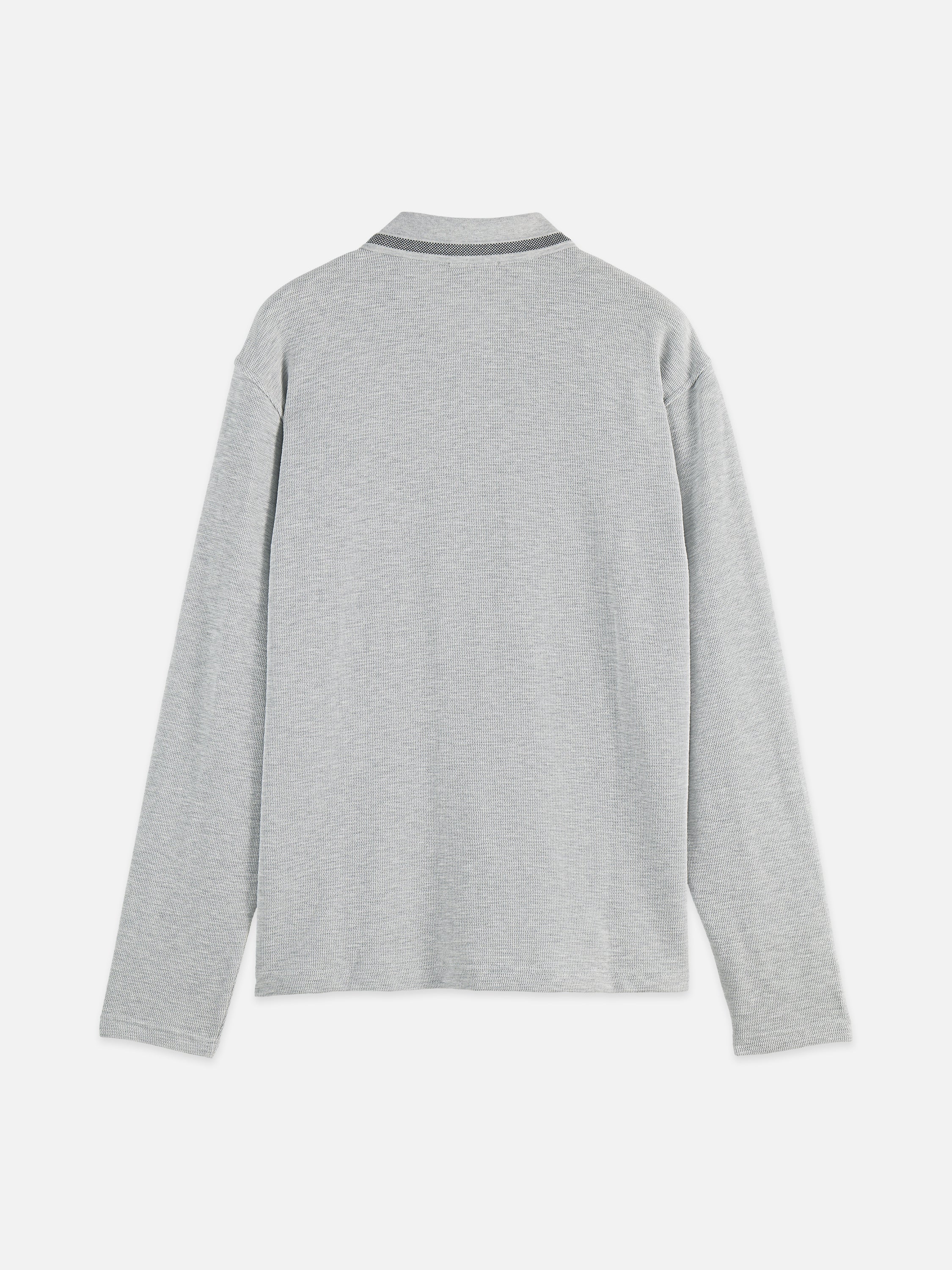 Structured Relaxed Fit Long Sleeved Polo - Grey