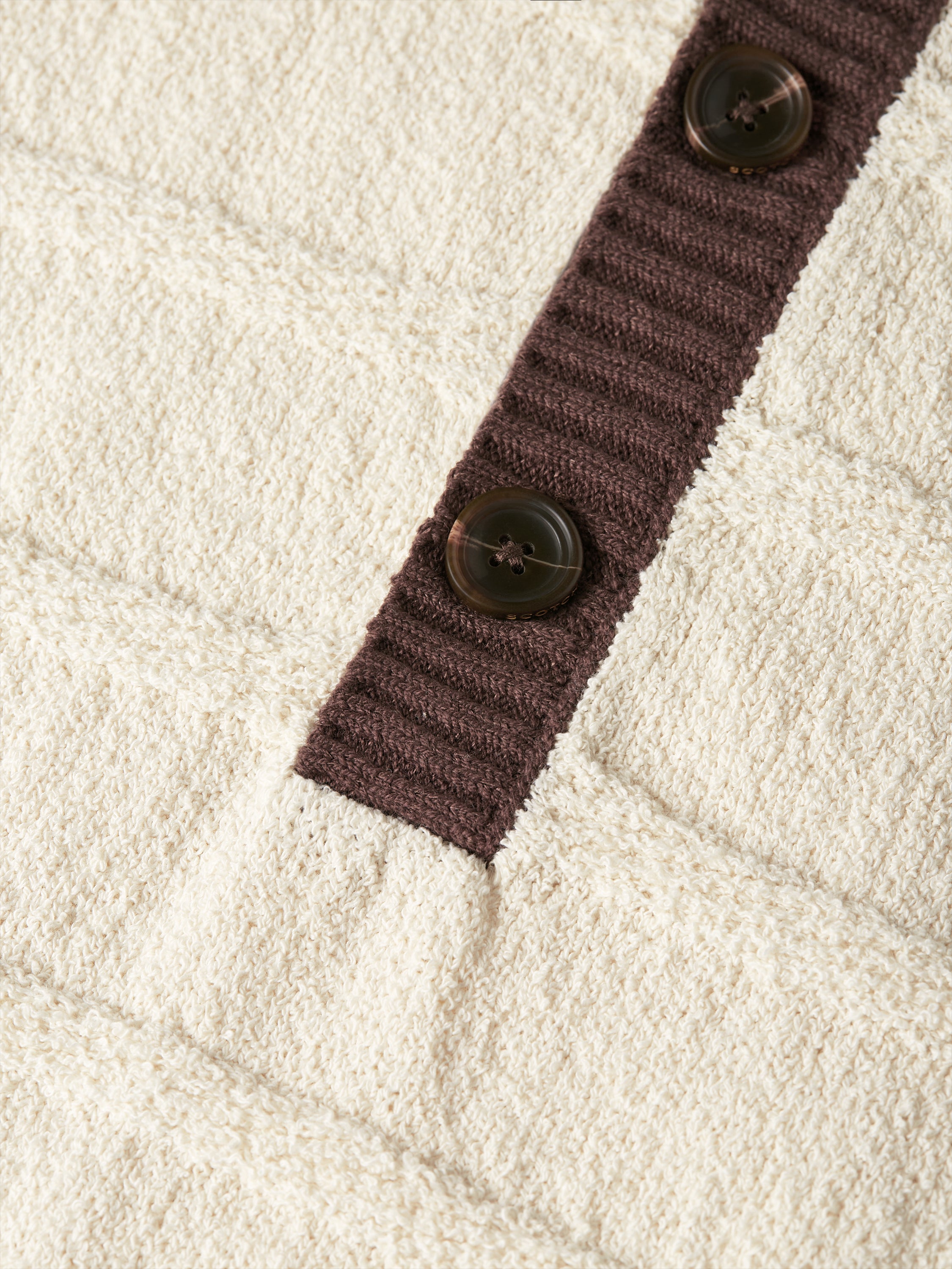 Structured Knitted Loose Fit Polo - Eggnog