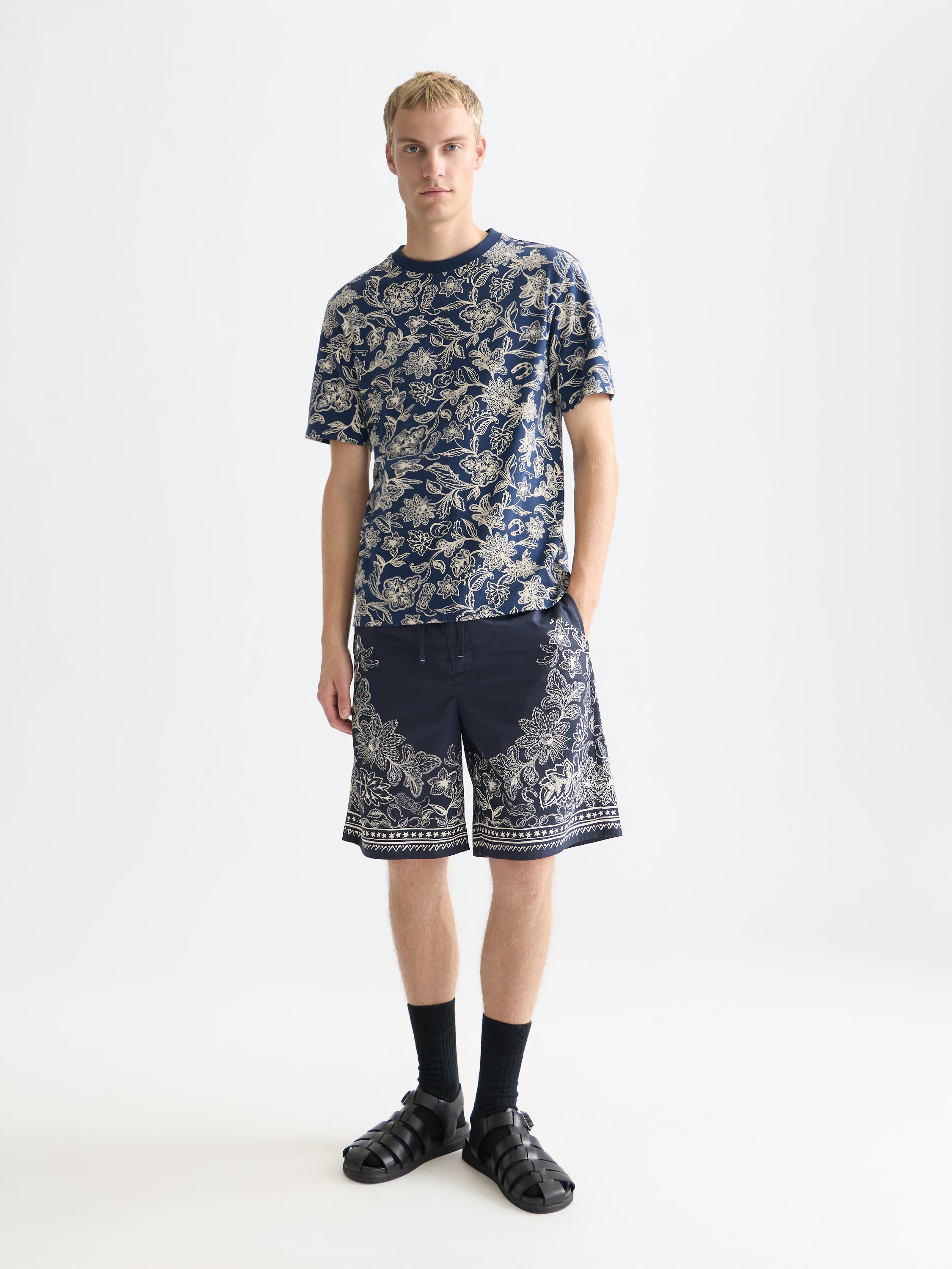 T-shirt imprimé coupe classique - Robe bandana porte-bonheur bleue