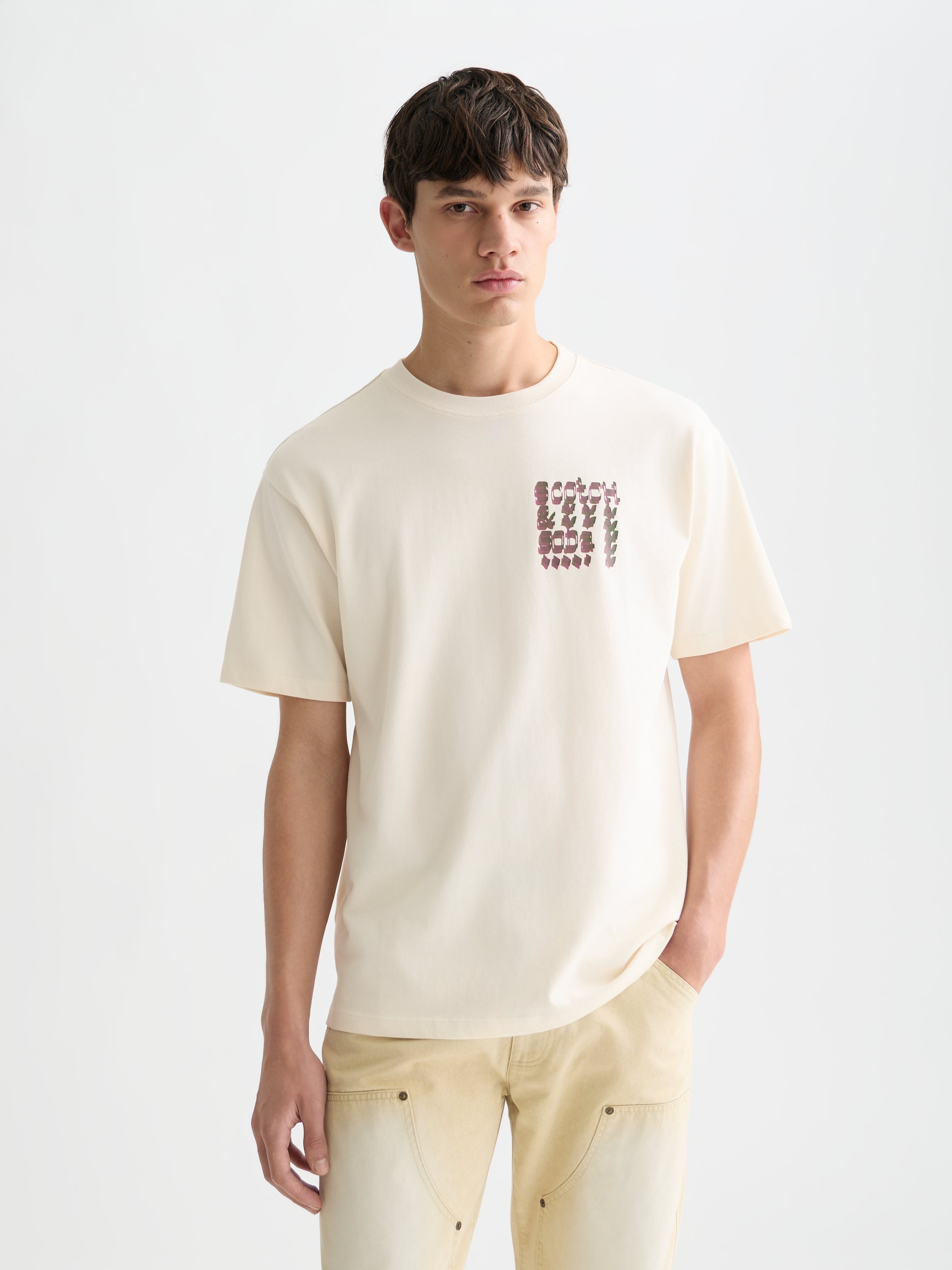 T-shirt coupe décontractée avec motif recto verso - Lait de poule