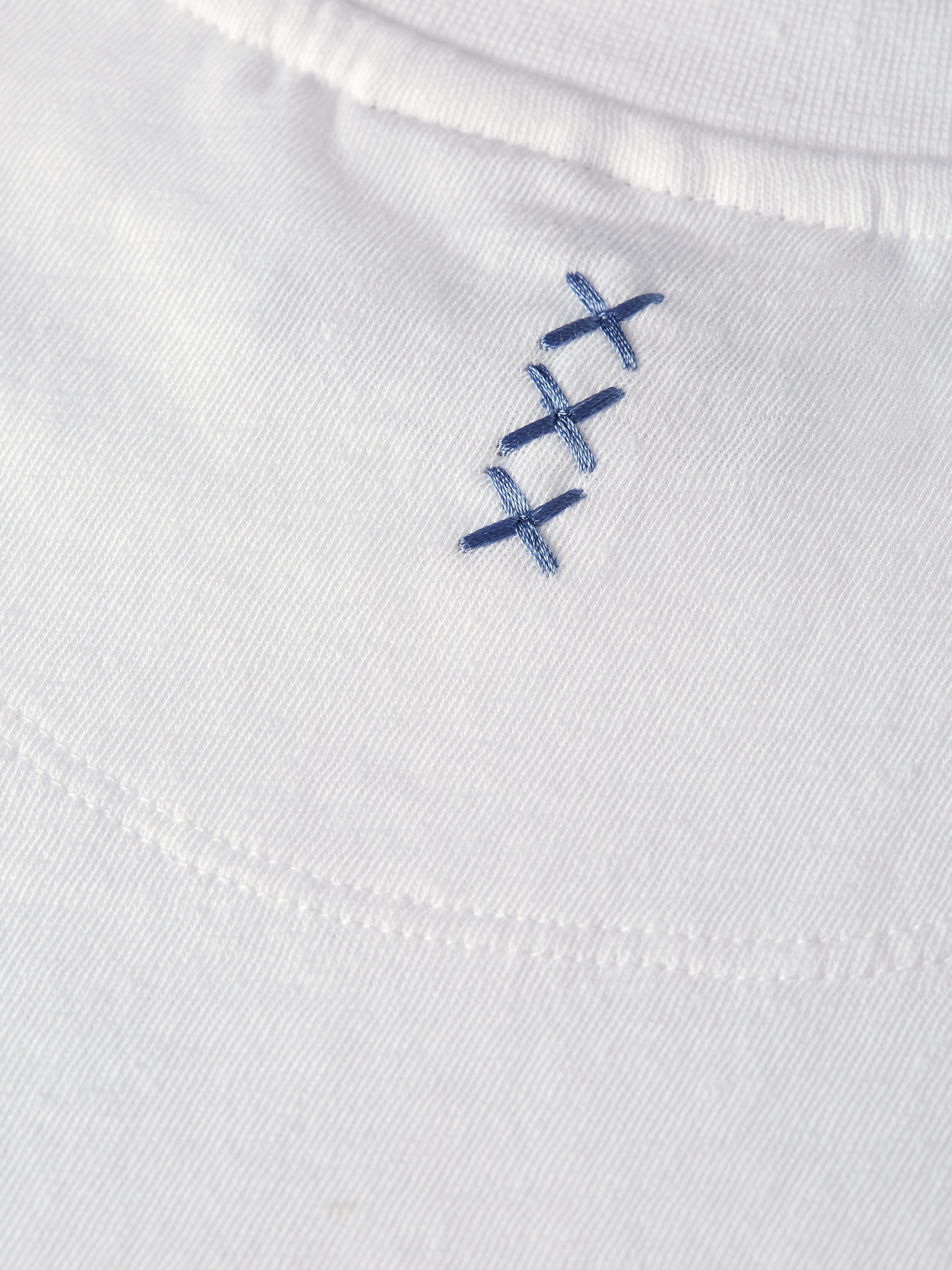 3 Crosses Cotton Linen Regular Fit T-Shirt - Bright White