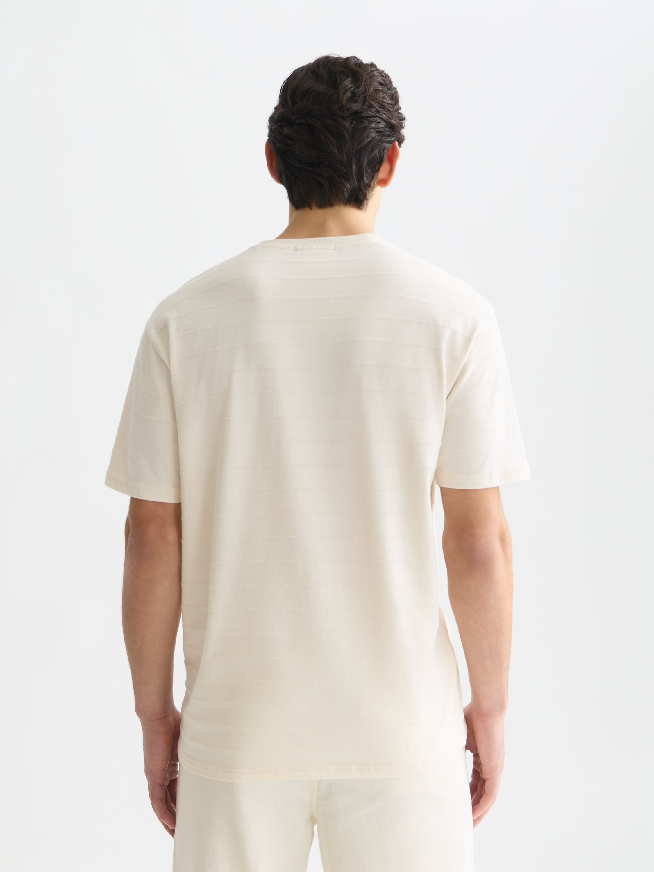 Structured Jacquard Relaxed Fit T-Shirt - Eggnog