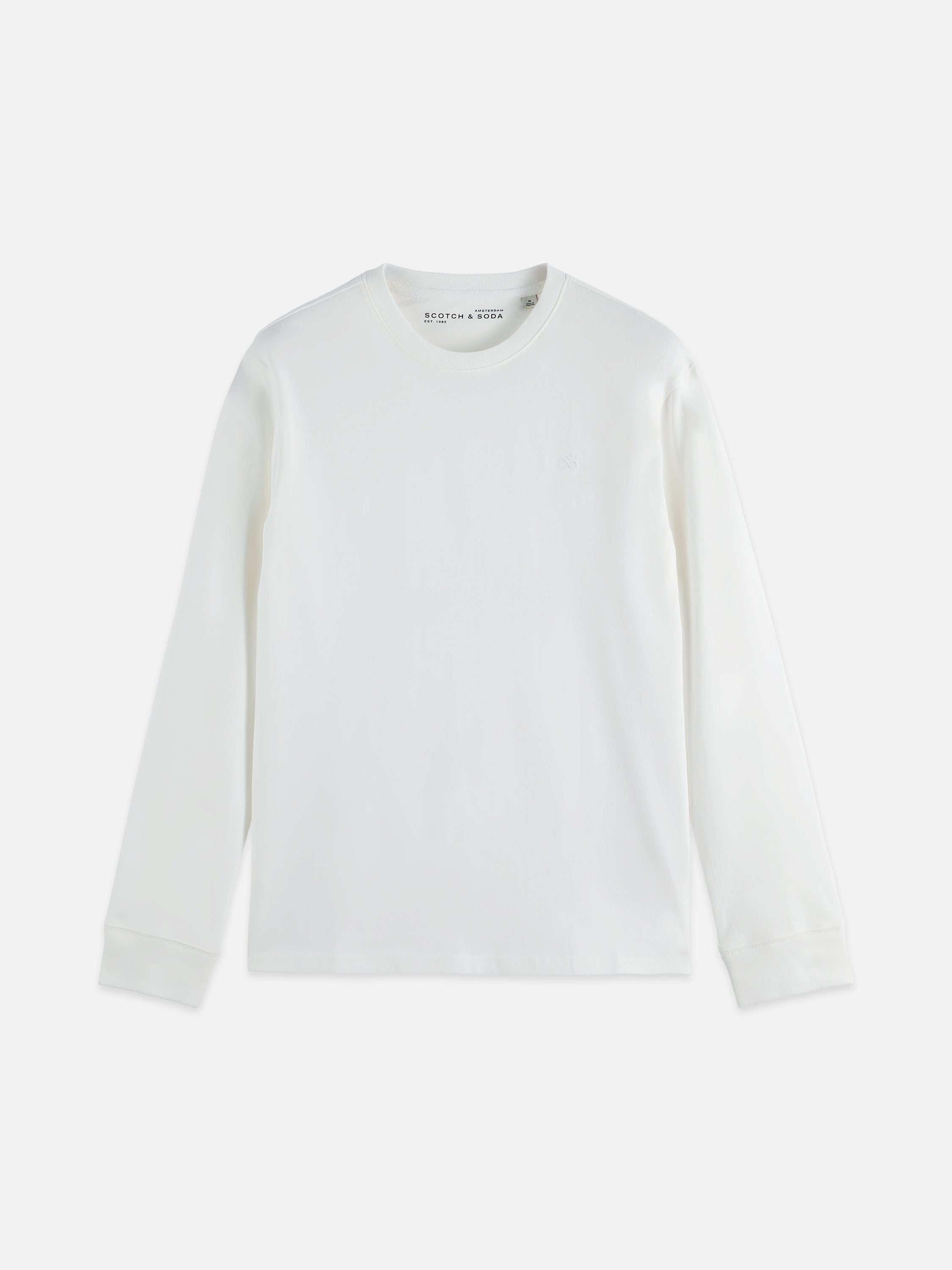 T-shirt à manches longues coupe classique avec logo poitrine - Blanc éclatant