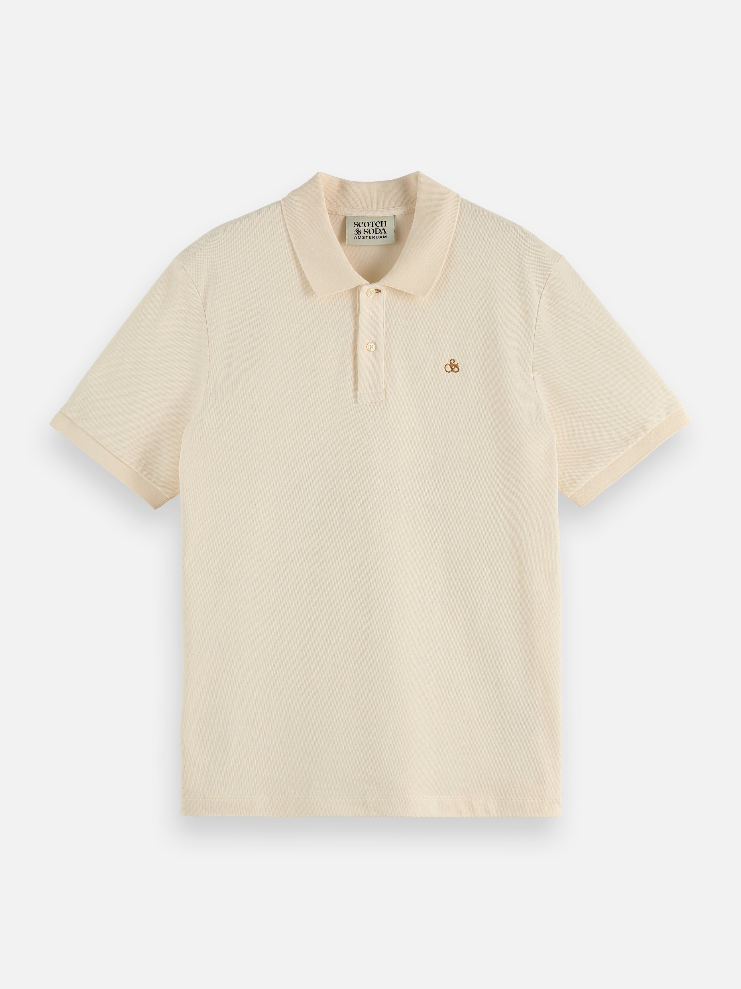 Pique Chest Logo Polo - Eggnog