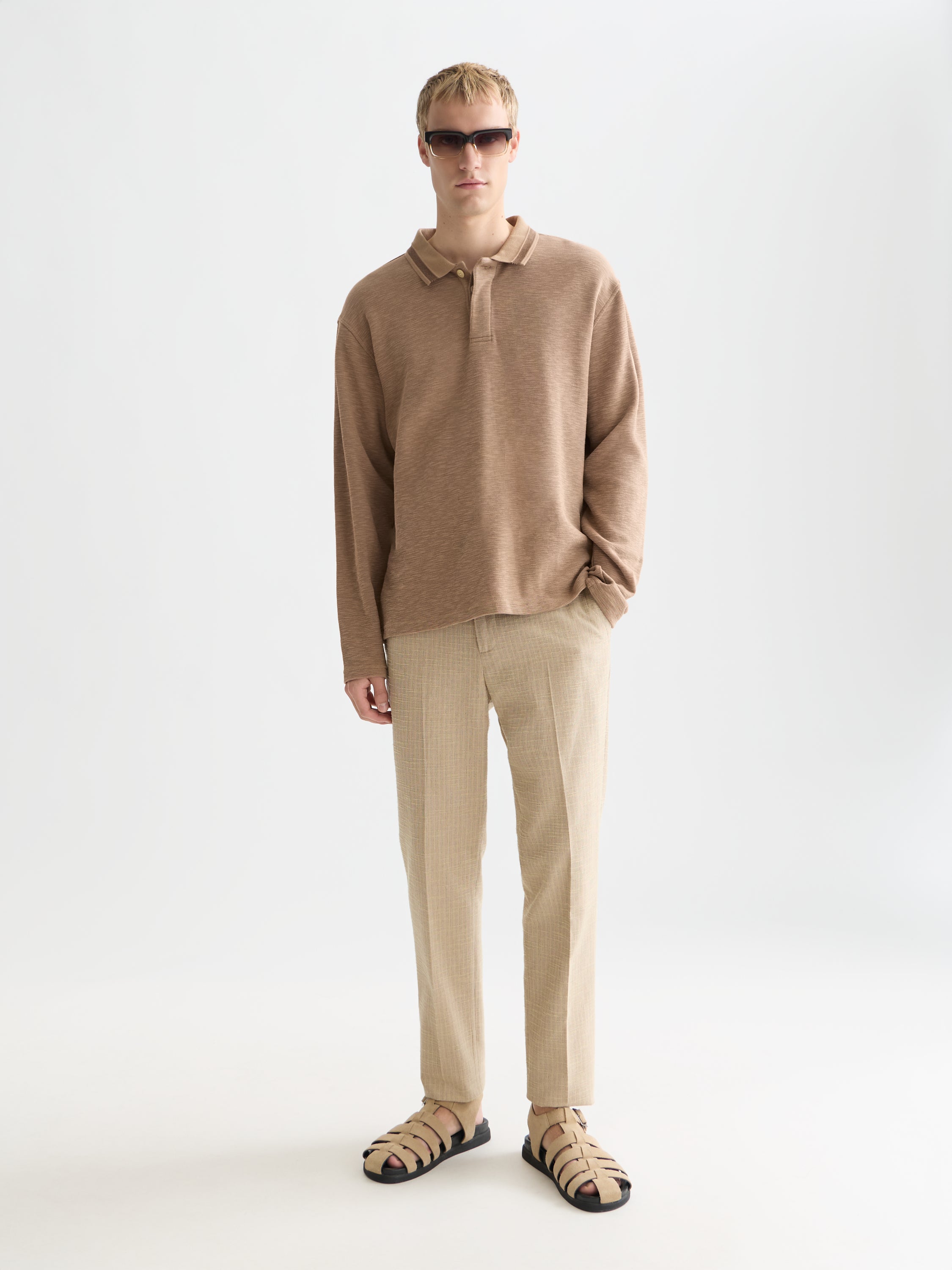 Structured Relaxed Fit Longsleeved Polo - Amphora