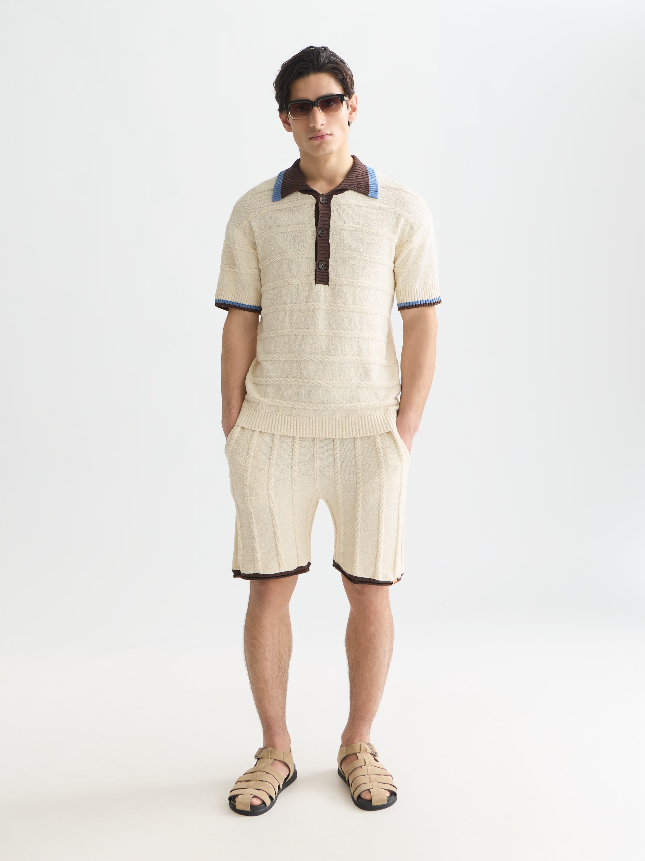 Structured Knitted Shorts - Eggnog