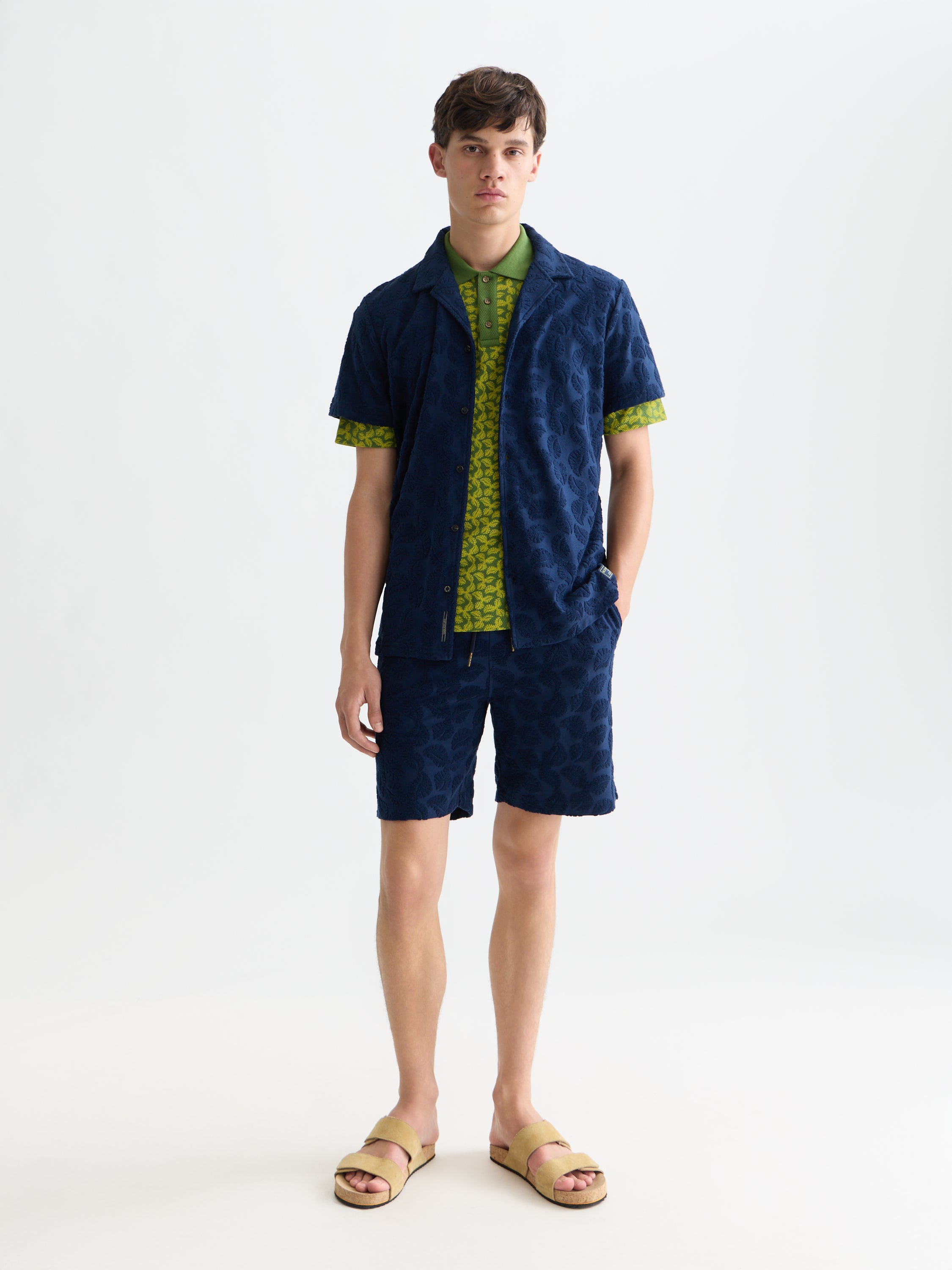 Bermuda Fave Terry Jacquard coupe décontractée - Bleu concours
