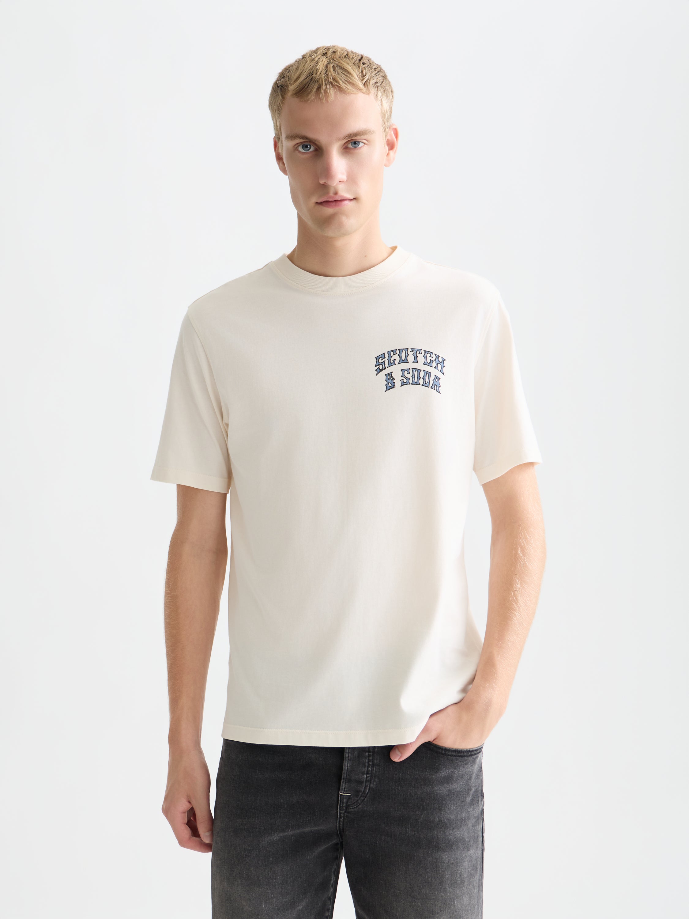 Front And Back Artwork Regular Fit T-Shirt - Eggnog
