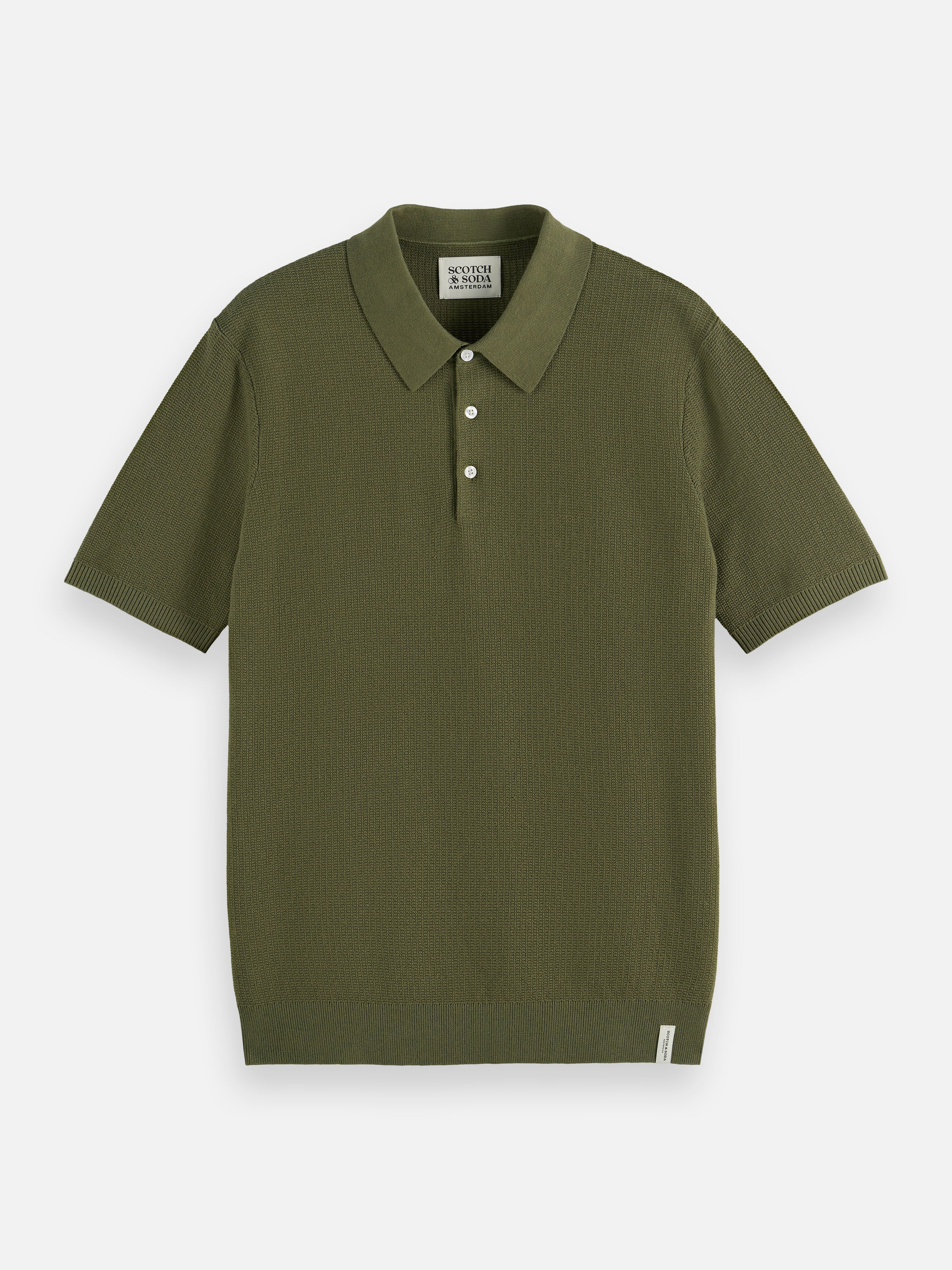 Structured Knitted Regular Fit Polo - Olive