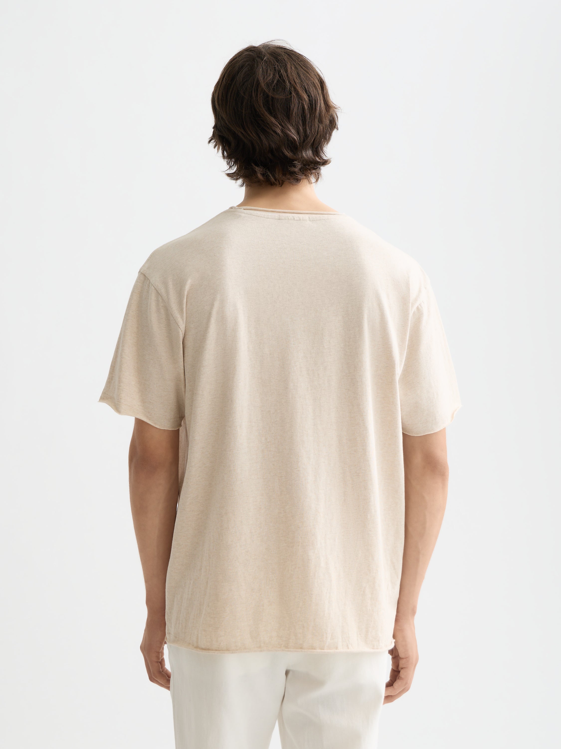 Core Rawedged Relaxed Fit Garmentdyed T-Shirt - Oatmeal Melange