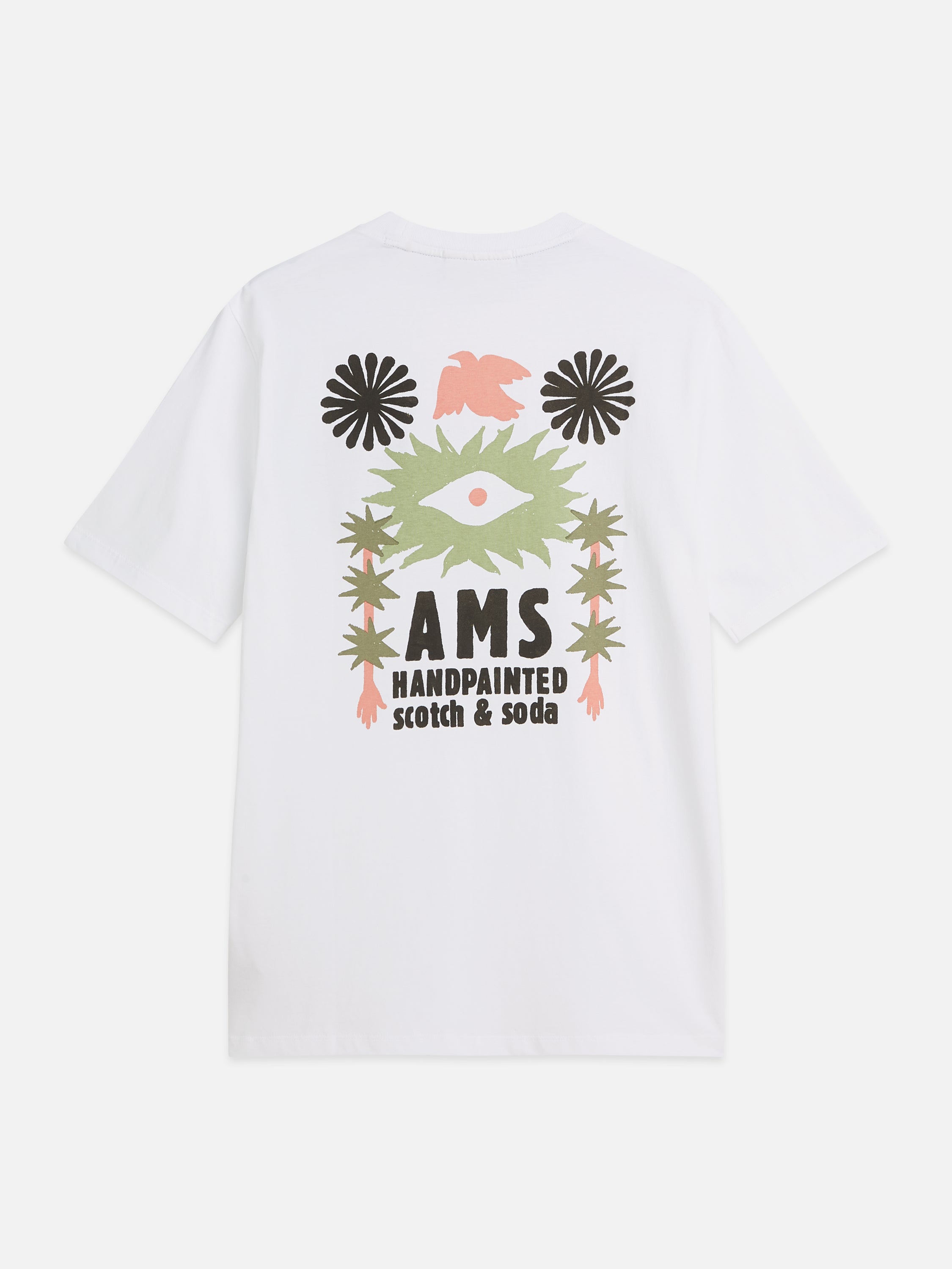 Front And Back Artwork Relaxed Fit T-Shirt - White and green