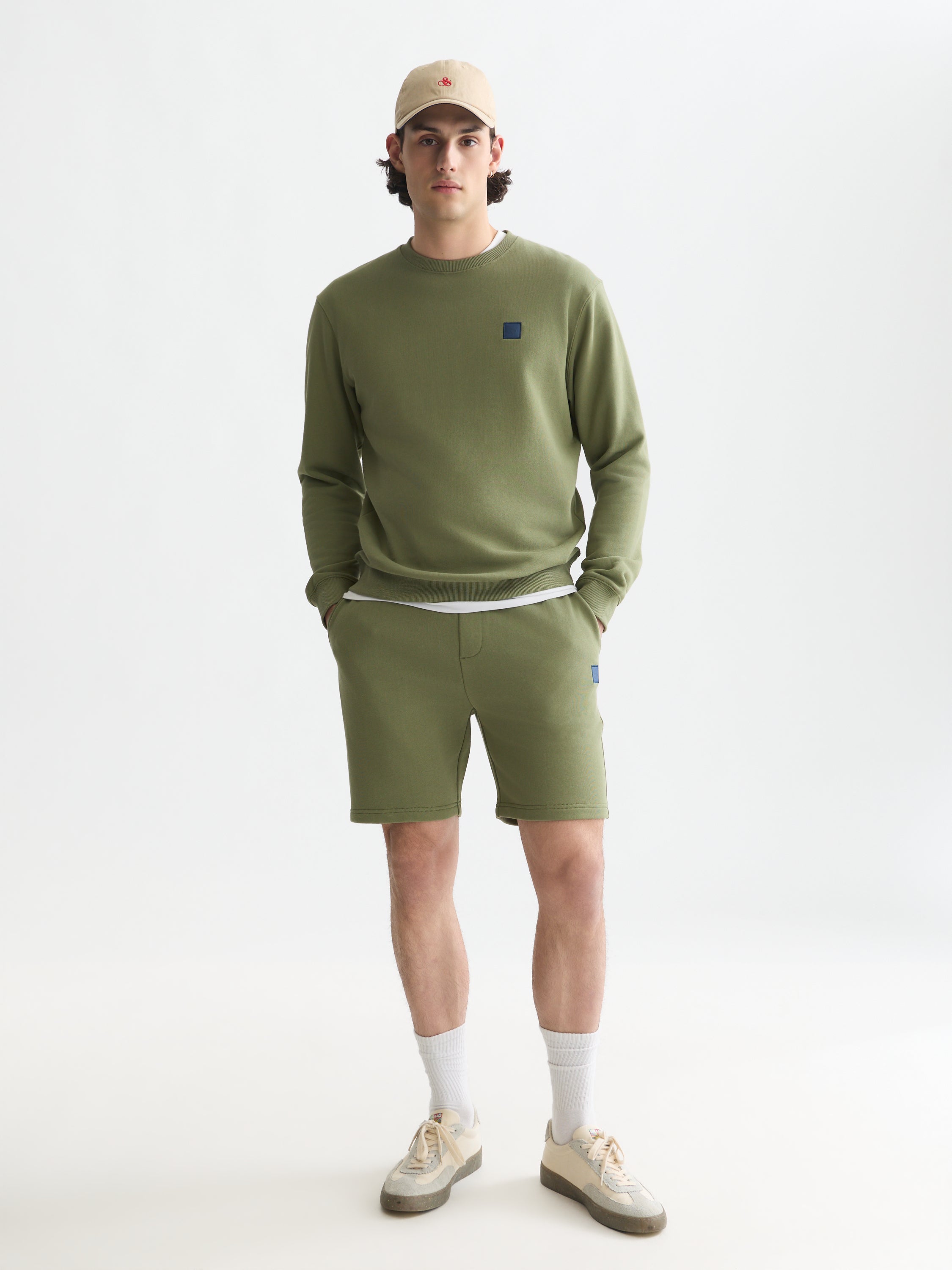 Logo Badge Regular Fit Sweatshorts - Oil Green